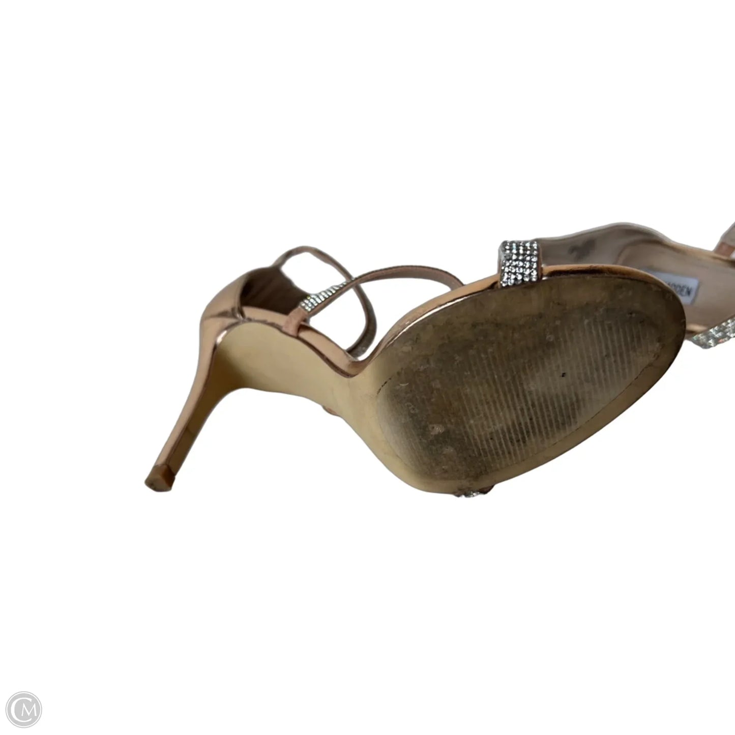 Sandals Heels Stiletto By Steve Madden In Gold, Size: 9