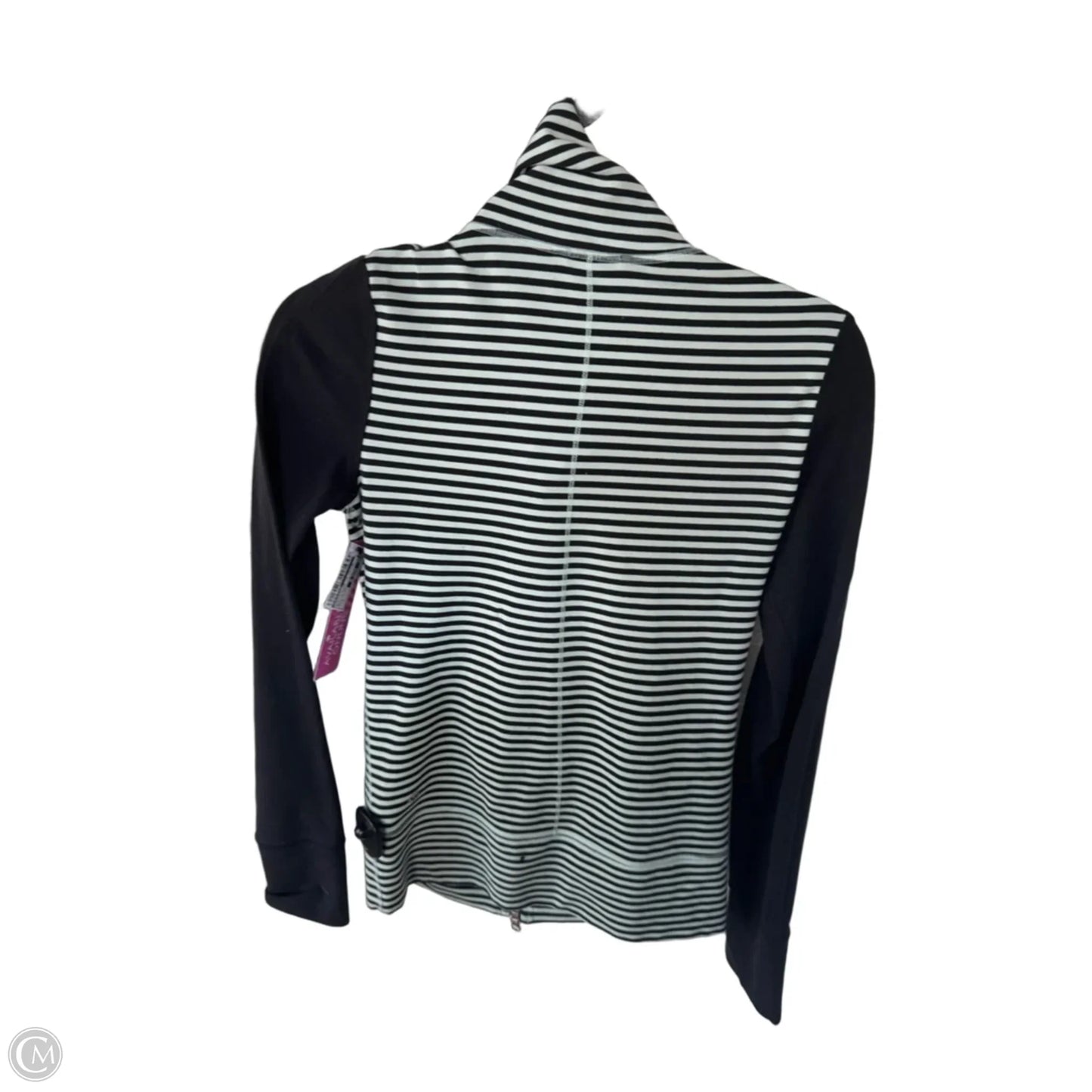 Athletic Top Long Sleeve Collar By Lululemon In Black & Green, Size: S