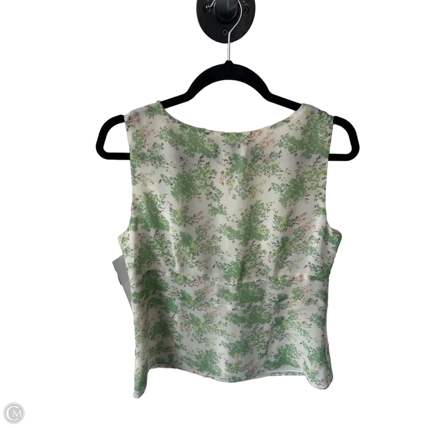 Blouse Sleeveless By Ann Taylor In Cream & Green, Size: M