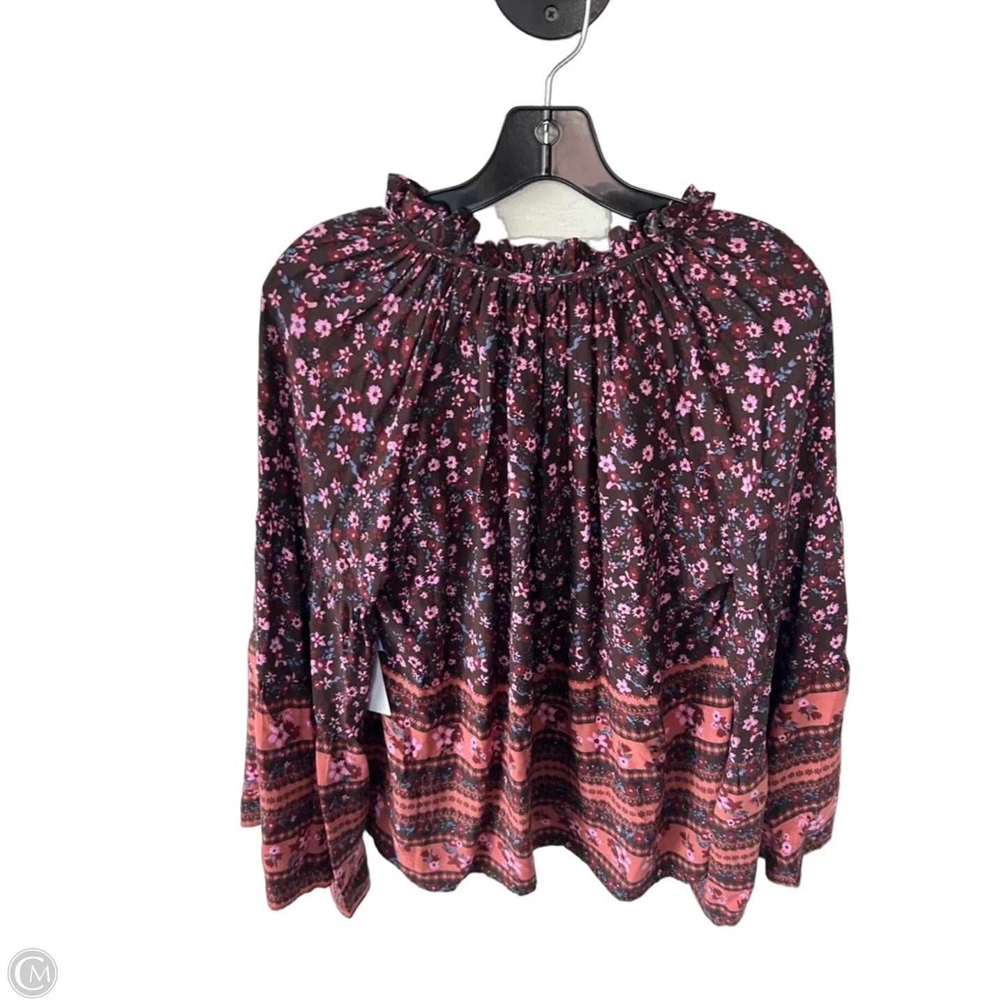 Blouse Long Sleeve By Entro In Brown & Pink, Size: S