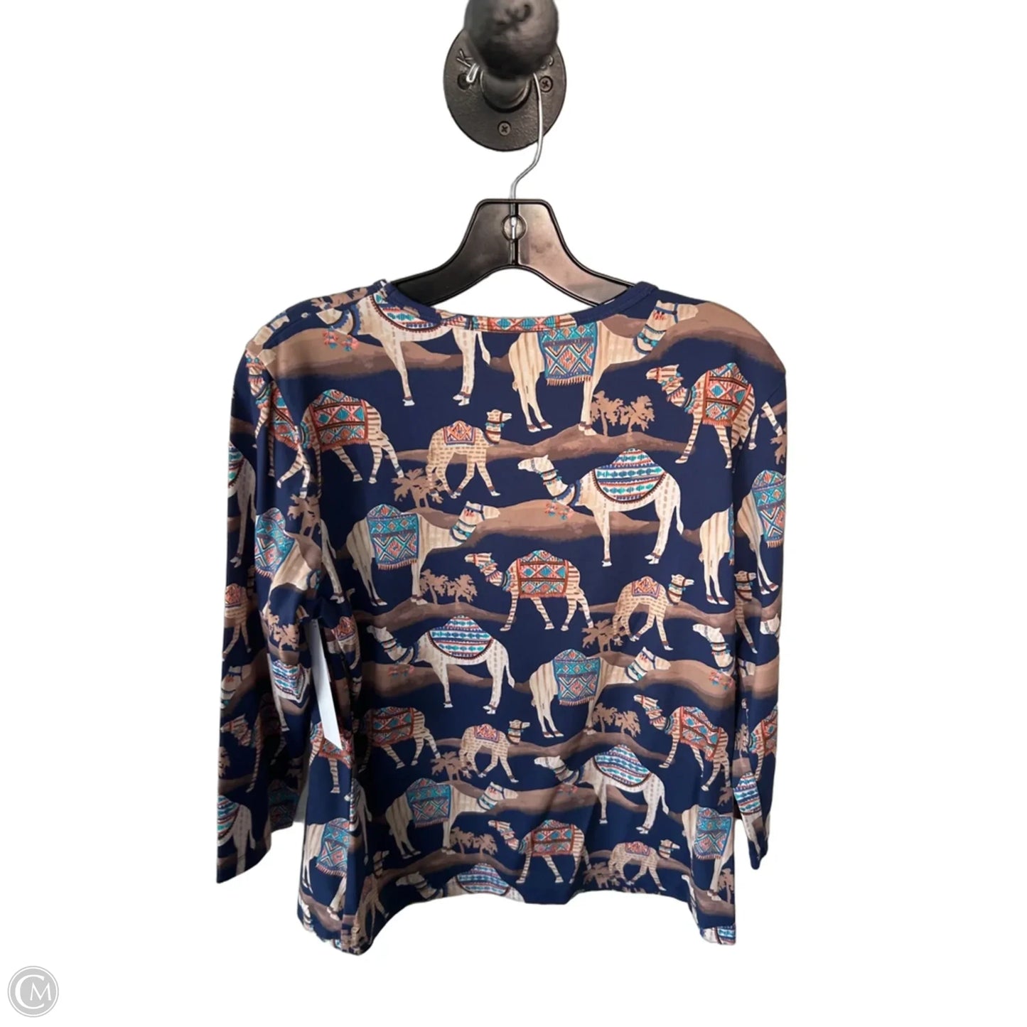 Top Long Sleeve By J Mclaughlin In Blue & Tan, Size: Xl