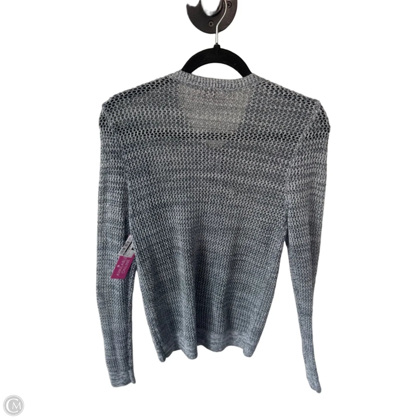Sweater Cardigan By Loft In Blue & Silver, Size: S