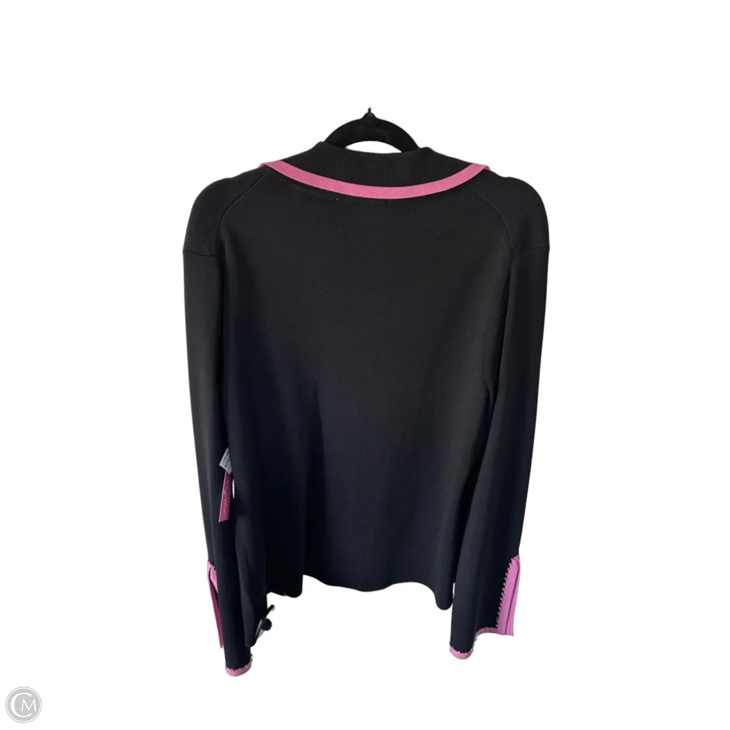 Sweater Cardigan By Vertigo In Black & Pink, Size: Xl