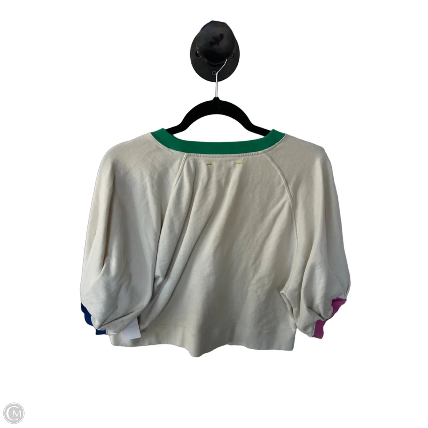 Sweatshirt Crewneck By Kerri Rosenthal In Cream & Green, Size: M