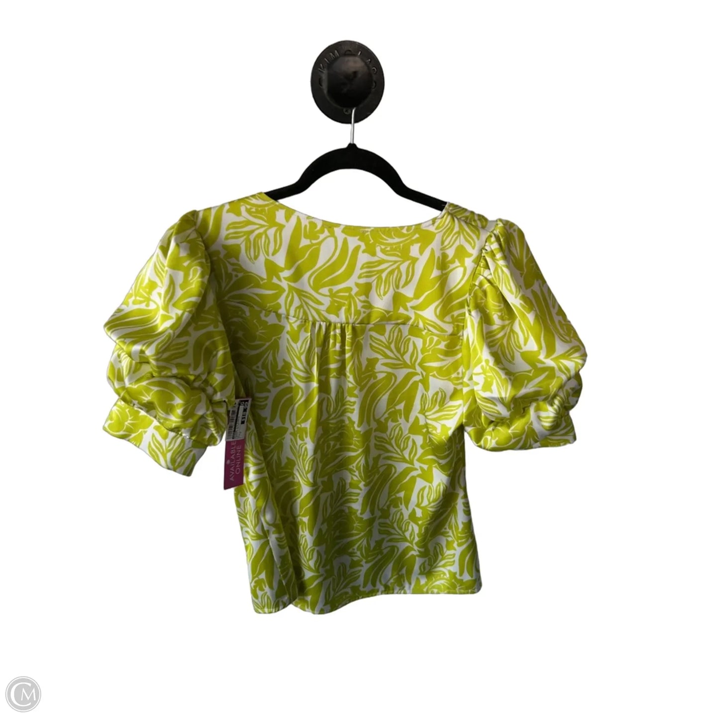 Blouse 3/4 Sleeve By Cece In Green & White, Size: S