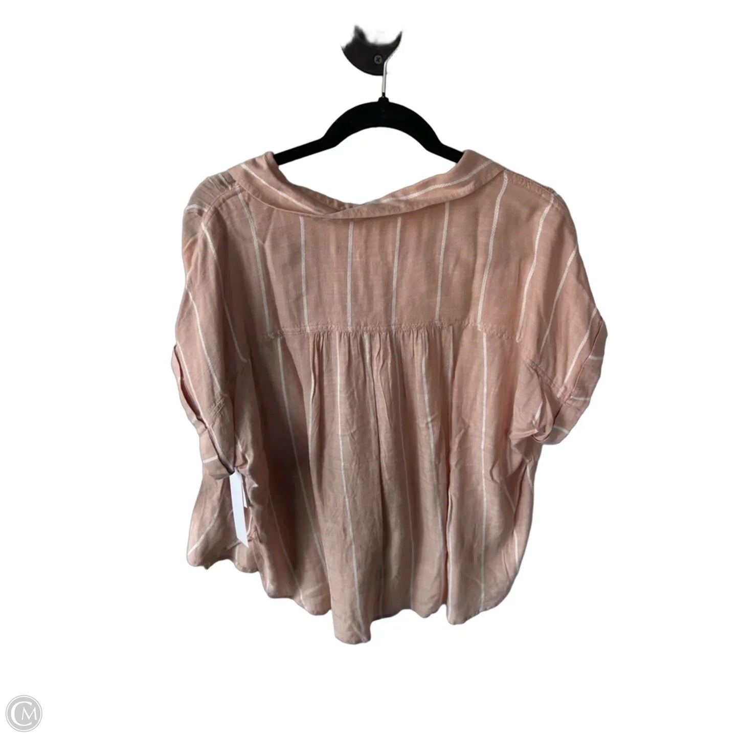 Blouse Short Sleeve By American Eagle In Tan & White, Size: M