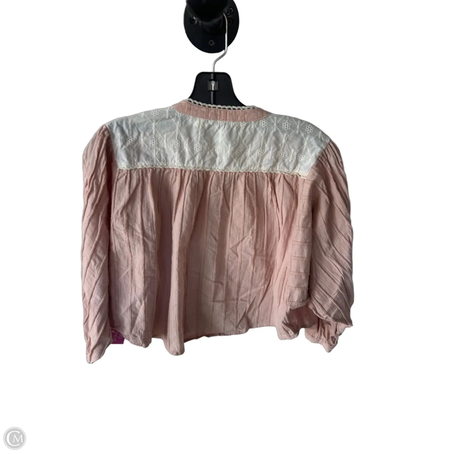 Blouse 3/4 Sleeve By Bishop + Young In Cream & Pink, Size: S
