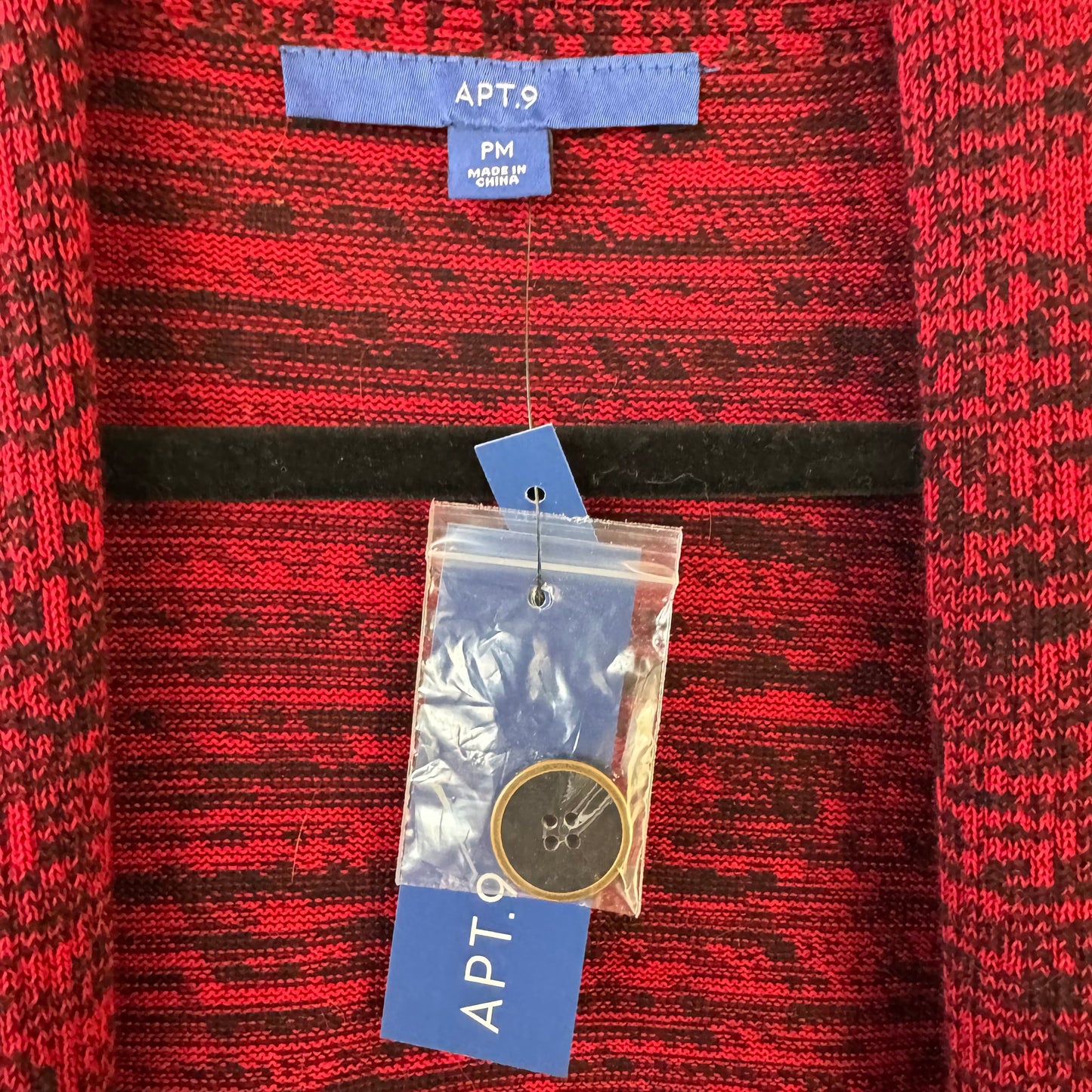 Sweater Cardigan By Apt 9 In Black & Red, Size: Mp