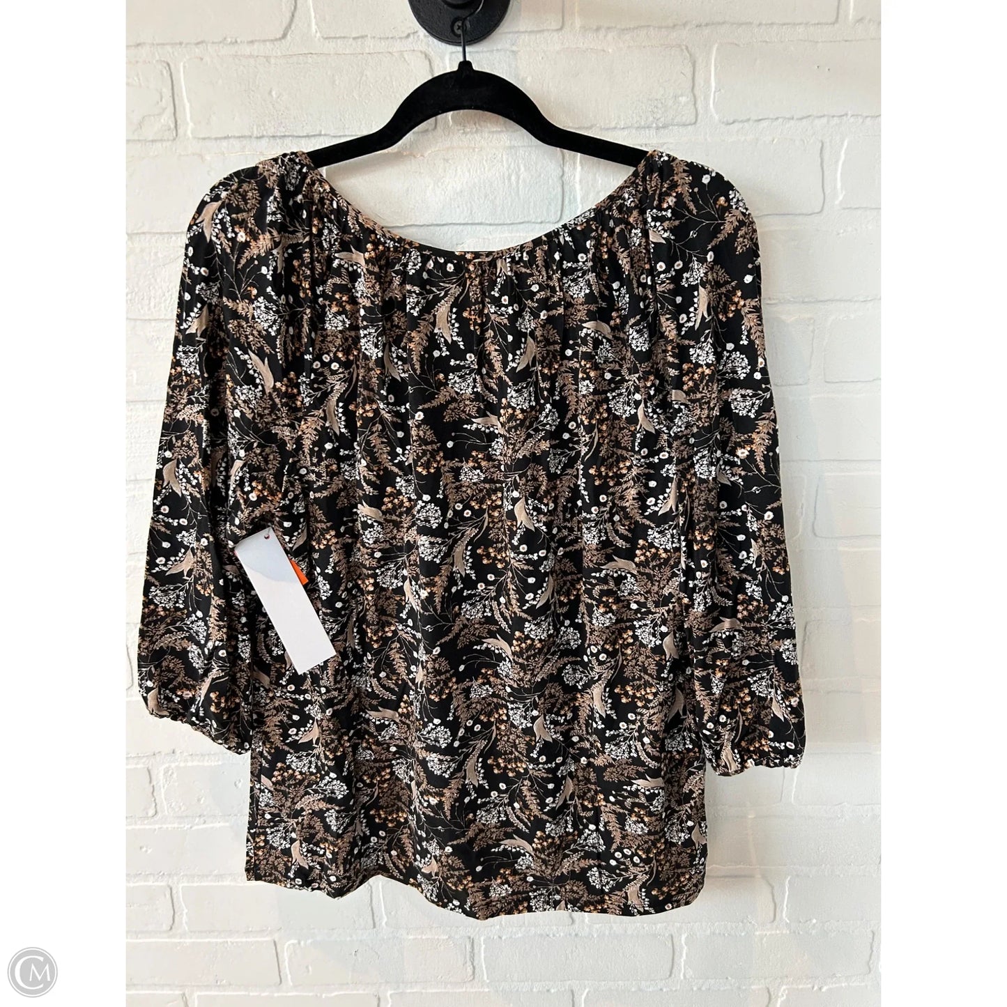 Top 3/4 Sleeve By Garnet Hill In Black & Brown, Size: M