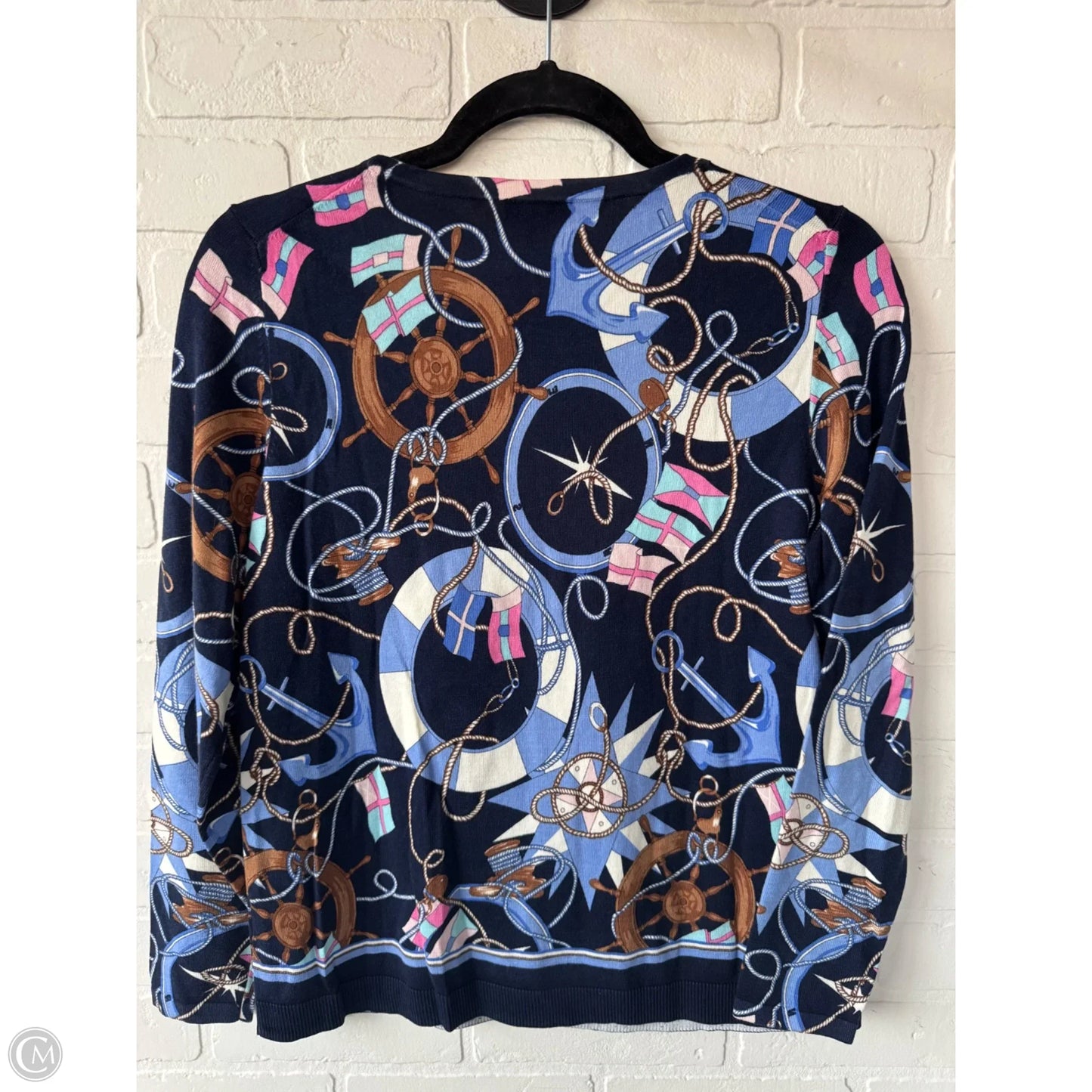 Sweater By Talbots In Blue & White, Size: Mp