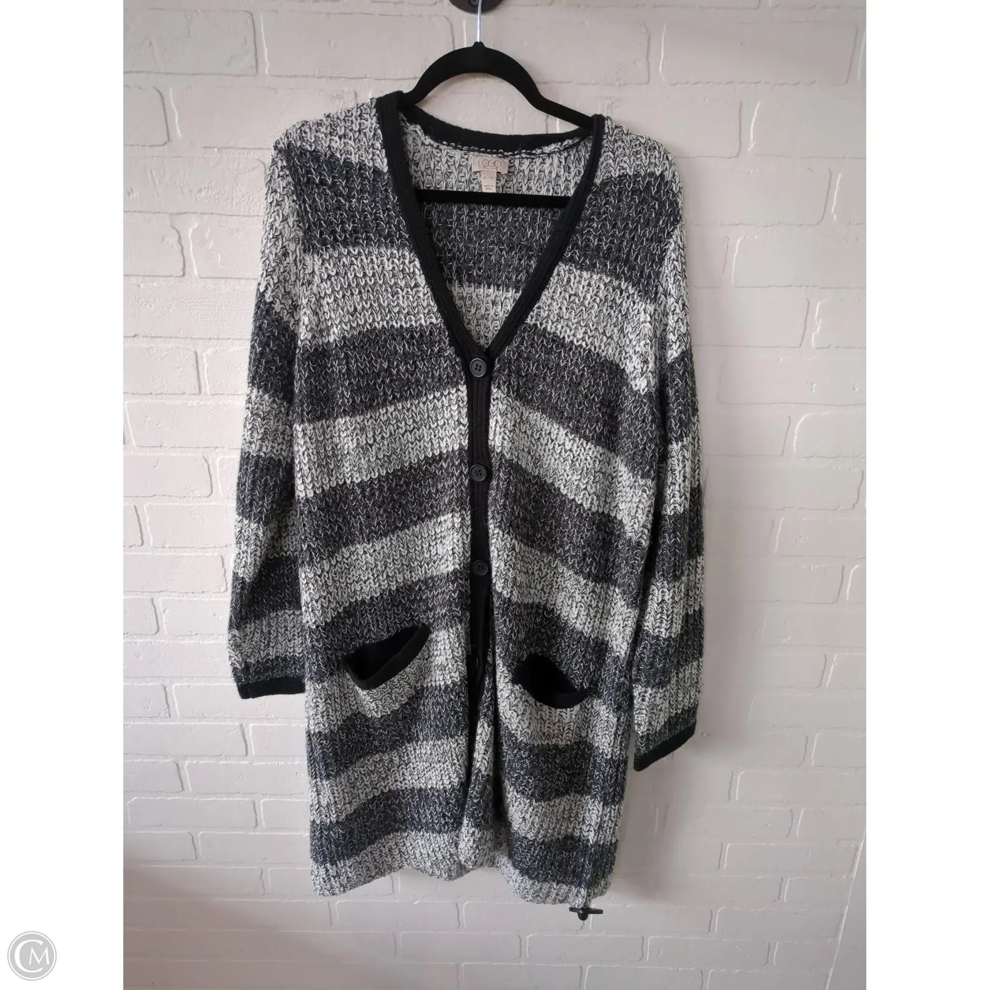 Sweater Cardigan By Logo In Grey, Size: Xl