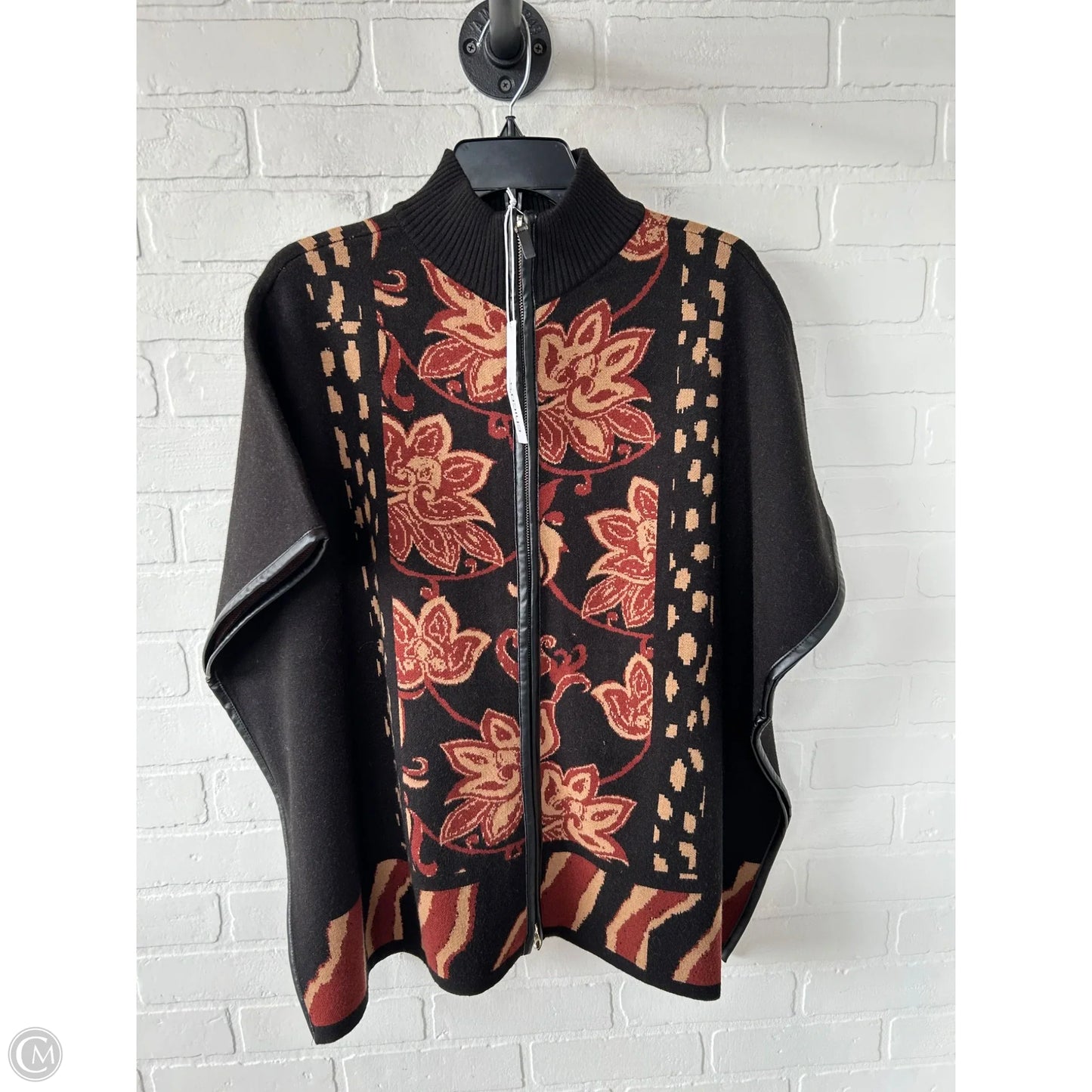 Poncho By Chicos In Black & Brown, Size: Xxs