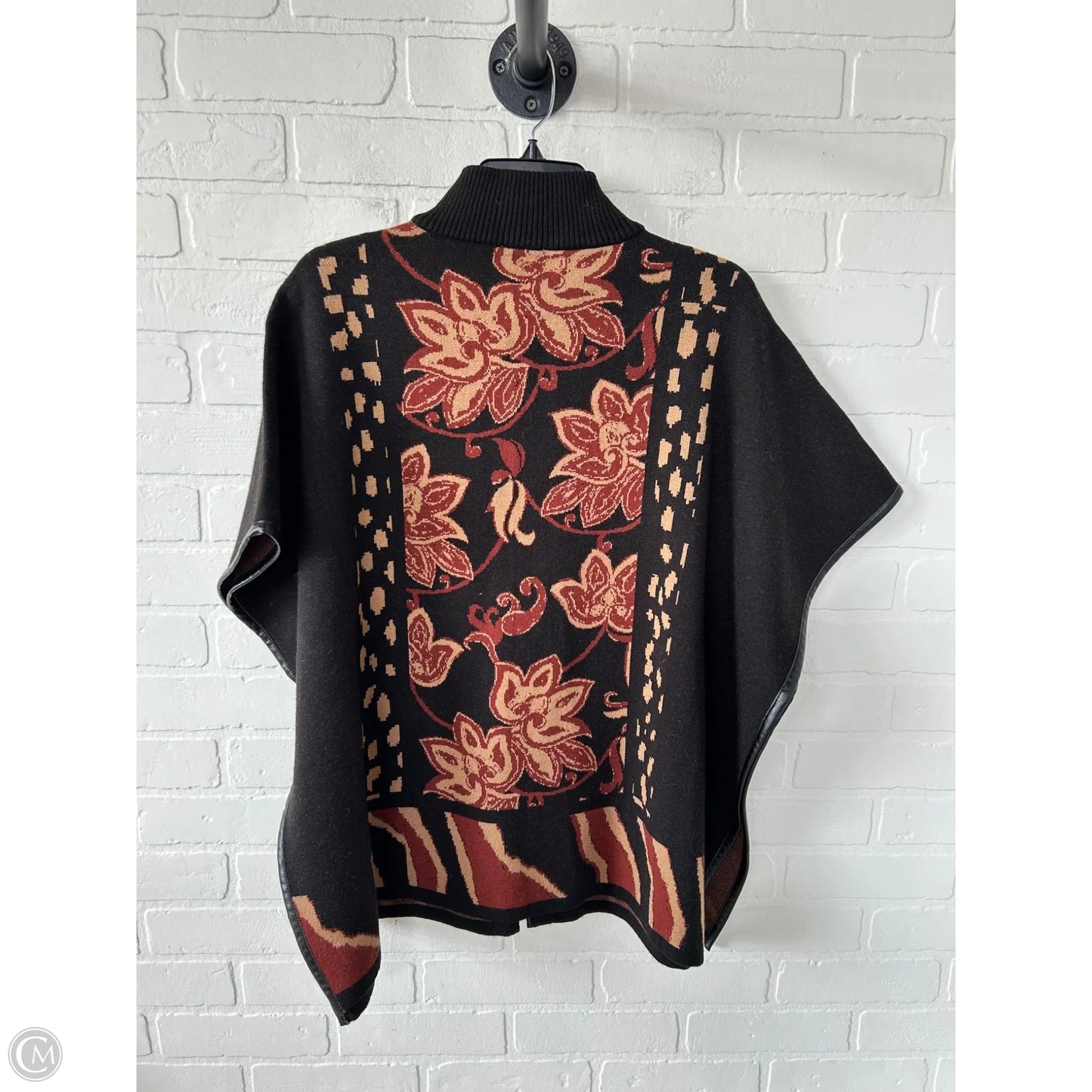 Poncho By Chicos In Black & Brown, Size: Xxs