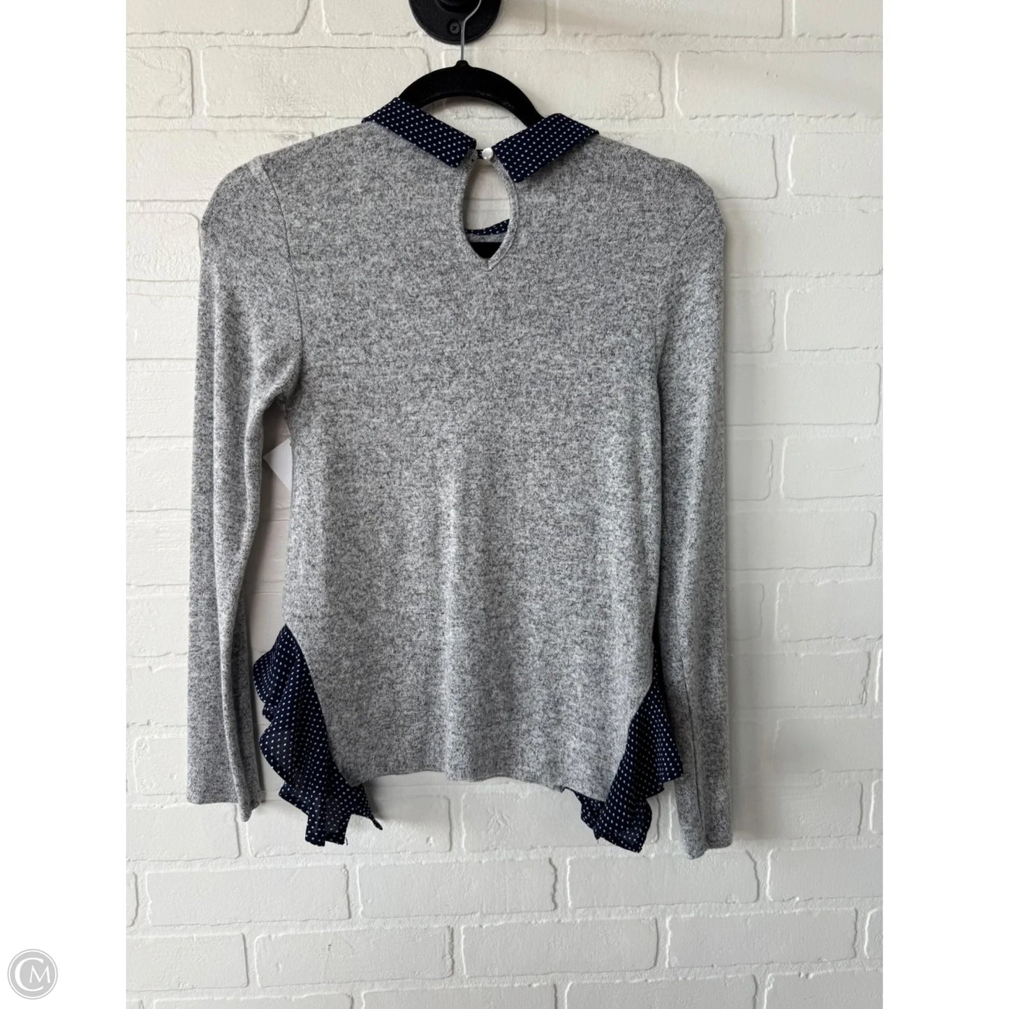 Top Long Sleeve By Monteau In Blue & Grey, Size: S