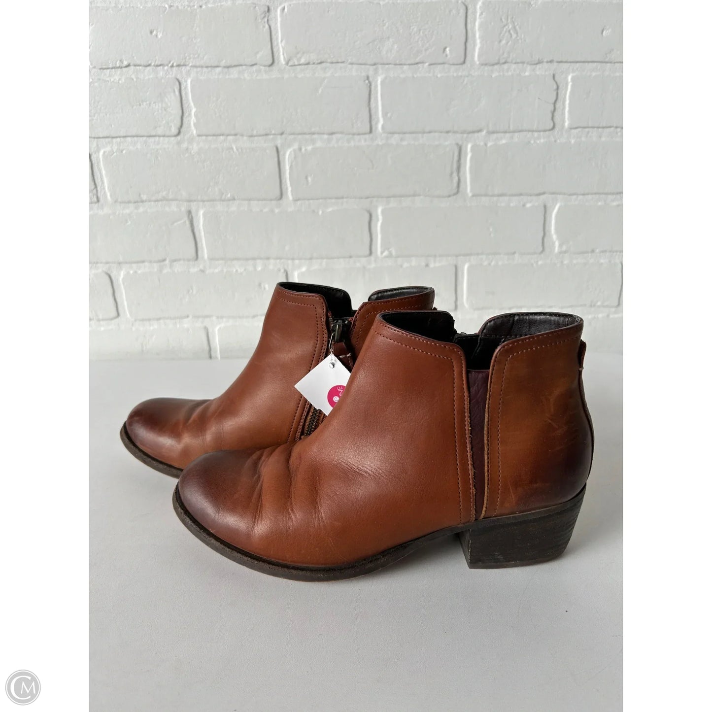 Boots Ankle Heels By Clarks In Brown, Size: 7