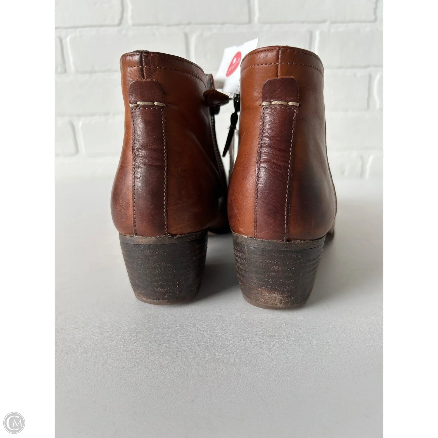 Boots Ankle Heels By Clarks In Brown, Size: 7