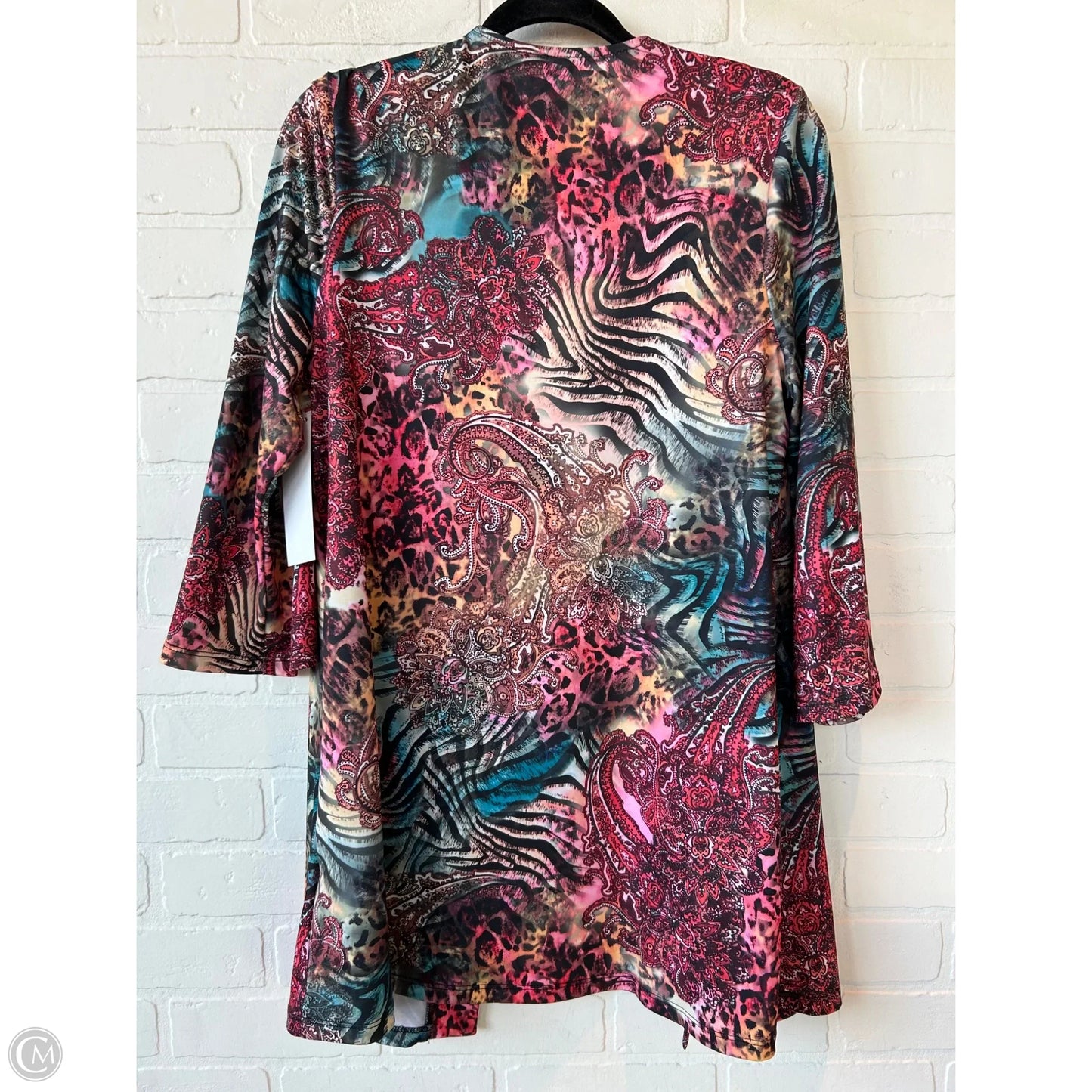 Cardigan By Slinky Brand In Blue & Pink, Size: M