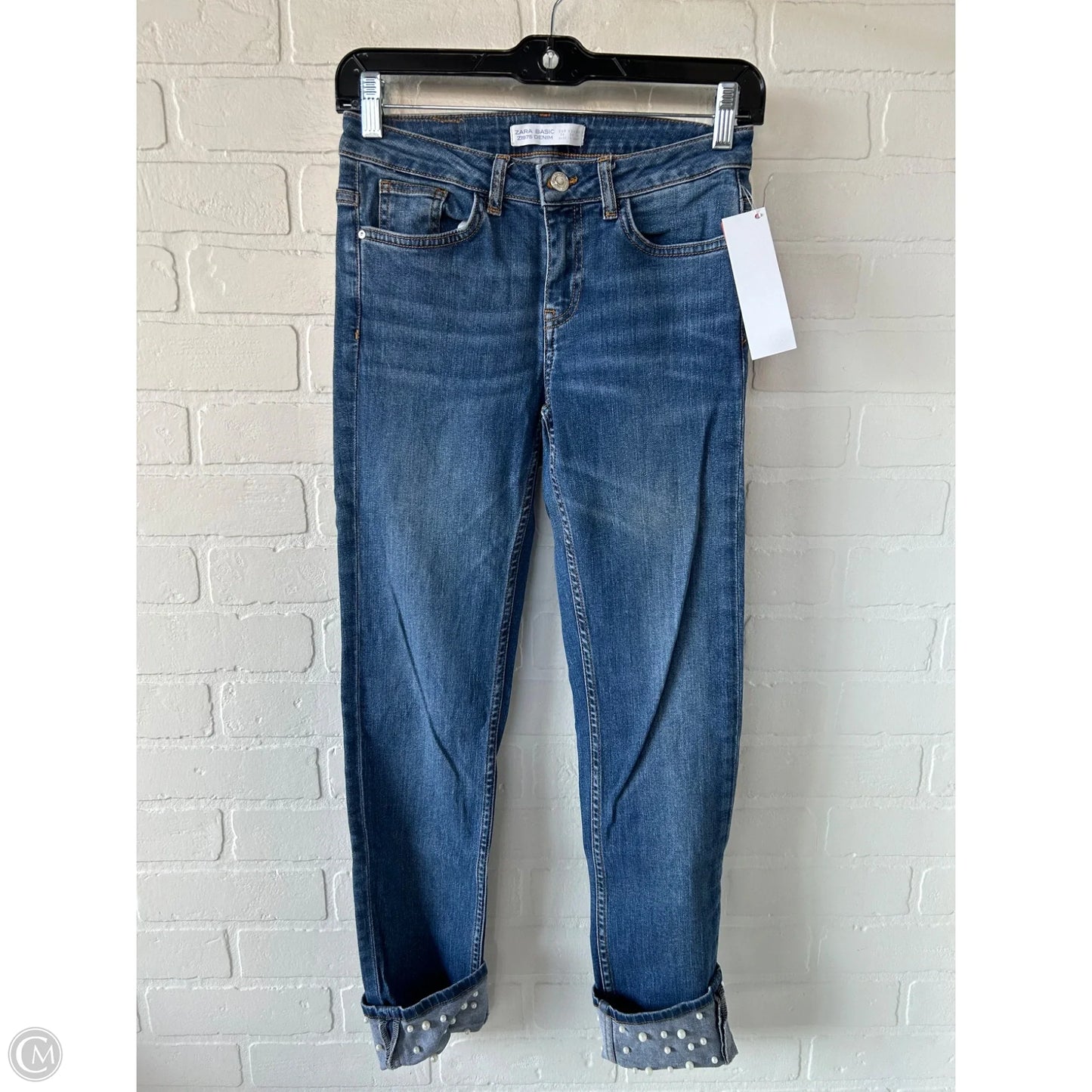 Jeans Cropped By Zara In Blue Denim, Size: 2