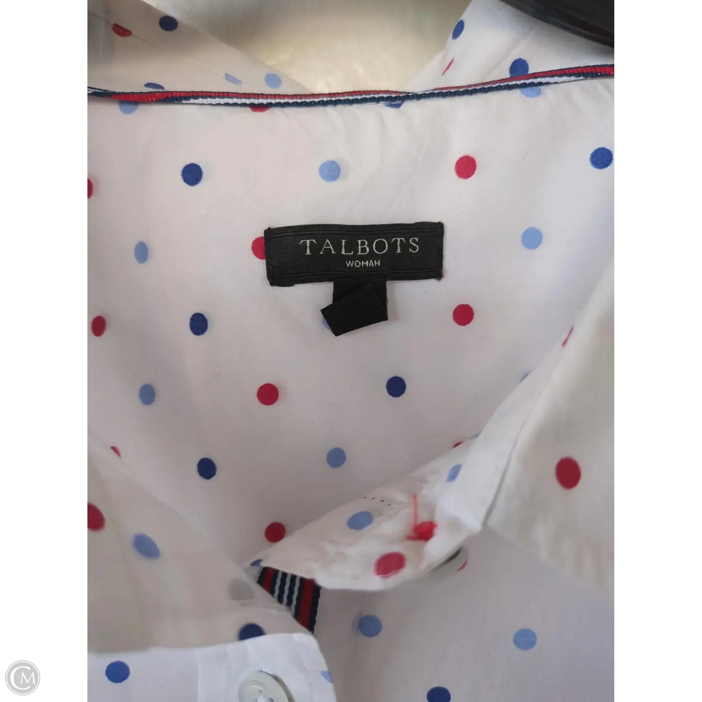 Top Long Sleeve By Talbots In Blue & White, Size: 3x