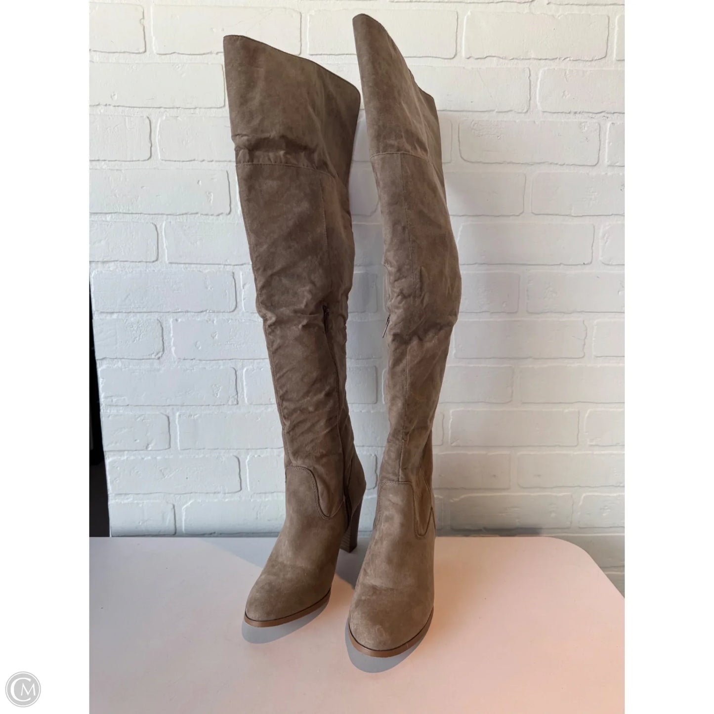 Boots Knee Heels By Just Fab In Tan, Size: 8