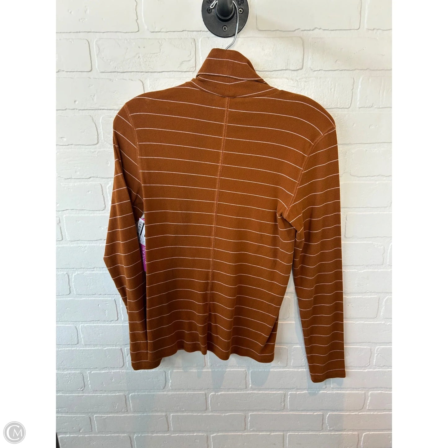 Top Long Sleeve By Everlane In Orange & White, Size: L