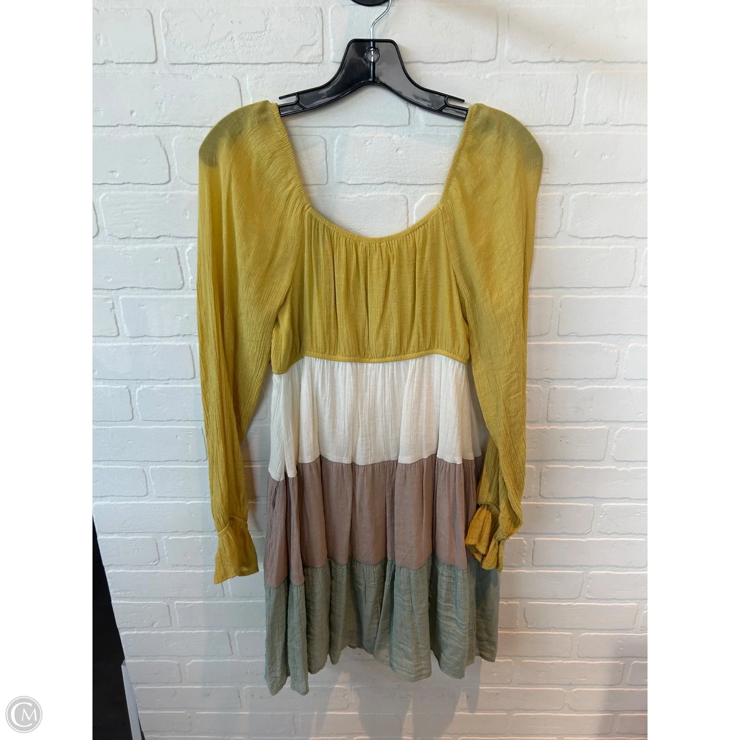 Dress Casual Short By Blu Pepper In White & Yellow, Size: S