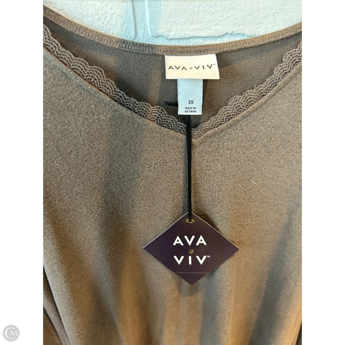 Top Long Sleeve By Ava & Viv In Tan, Size: 3x