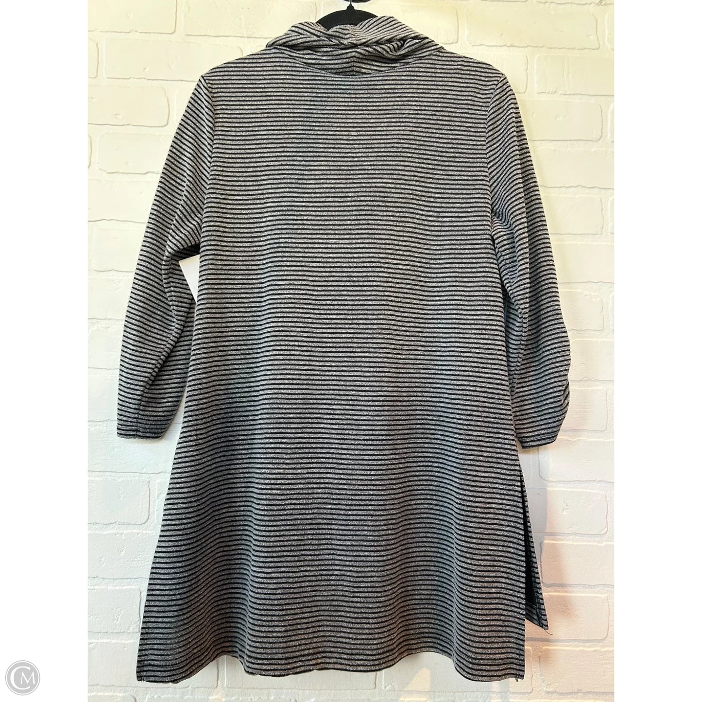 Top 3/4 Sleeve By Ab Studio In Black & Grey, Size: Xl