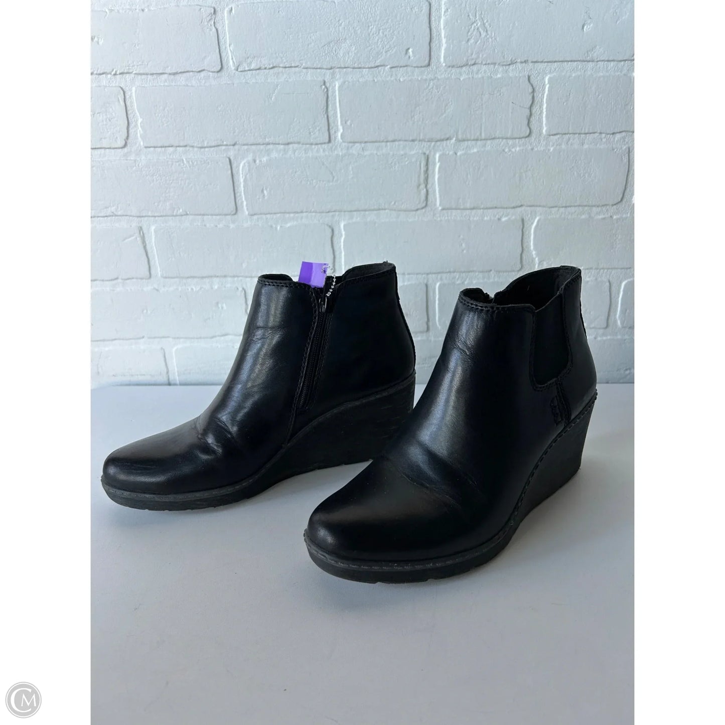 Boots Ankle Heels By Clarks In Black, Size: 7.5