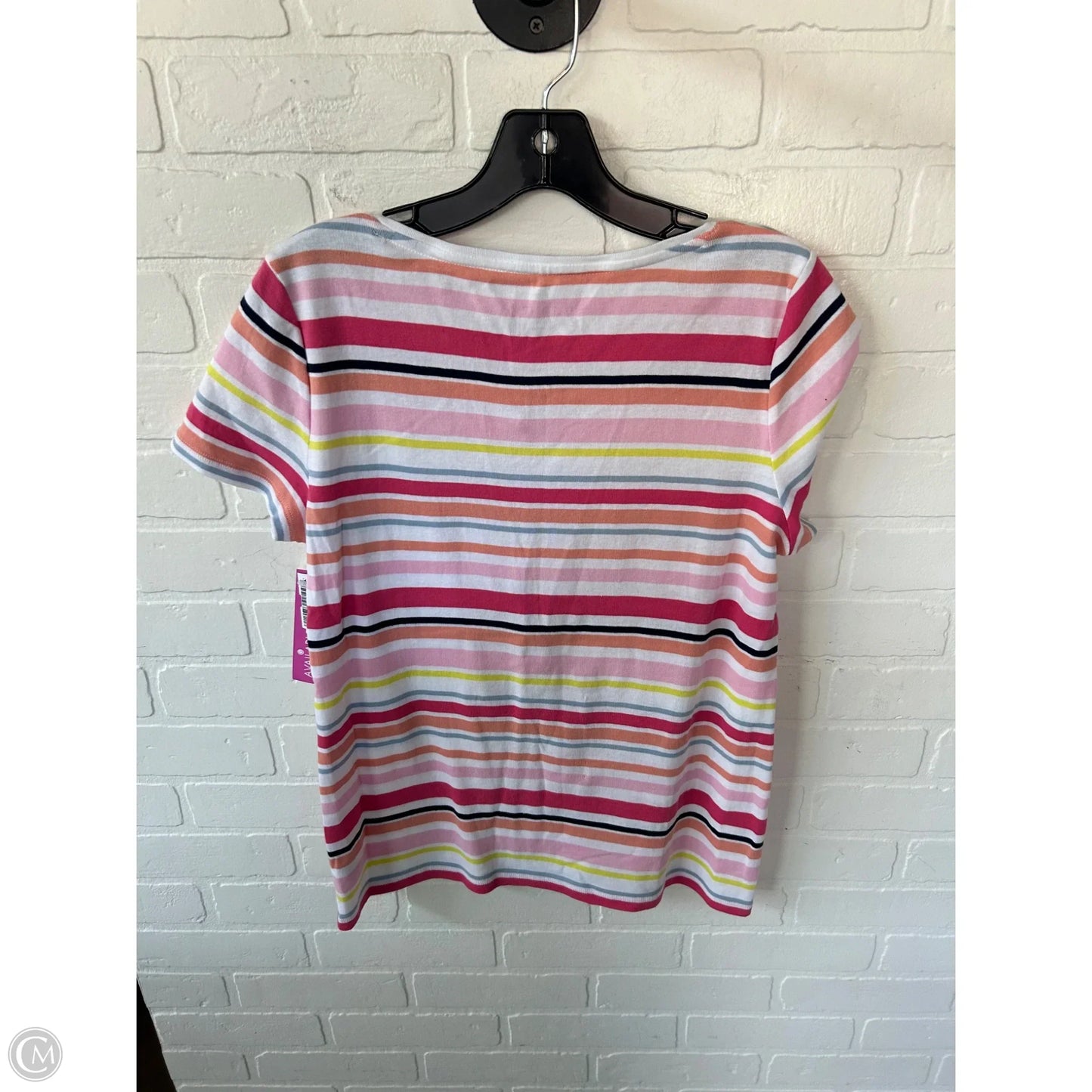 Top Short Sleeve Basic By Talbots In Pink & White, Size: M