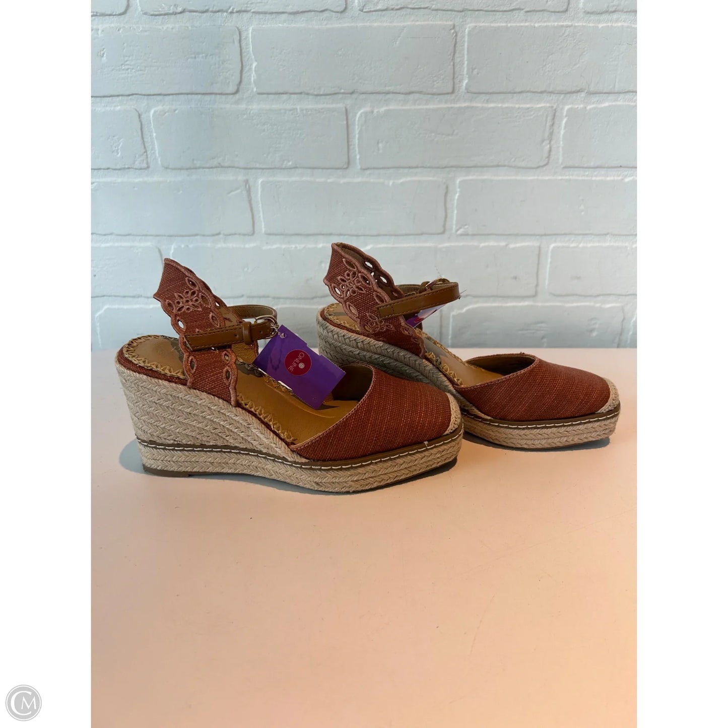 Sandals Heels Block By Crown Vintage In Red & Tan, Size: 6