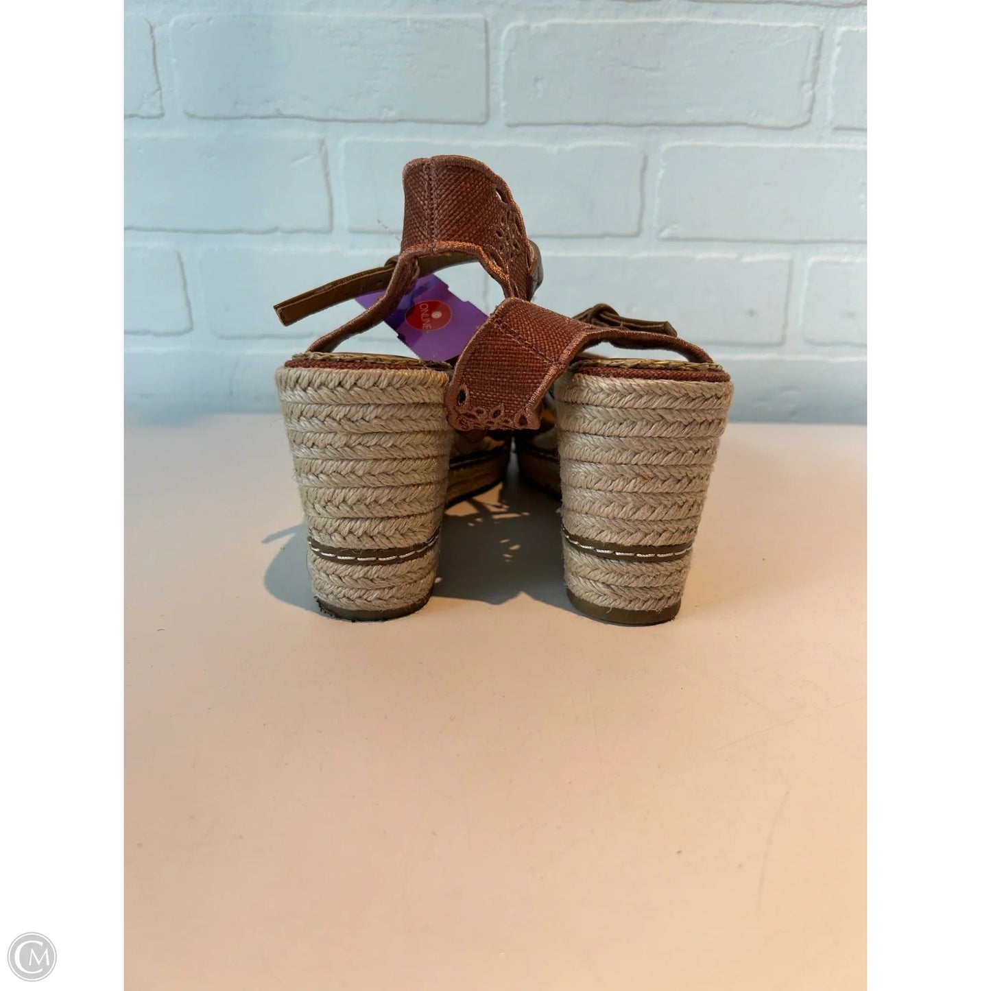 Sandals Heels Block By Crown Vintage In Red & Tan, Size: 6