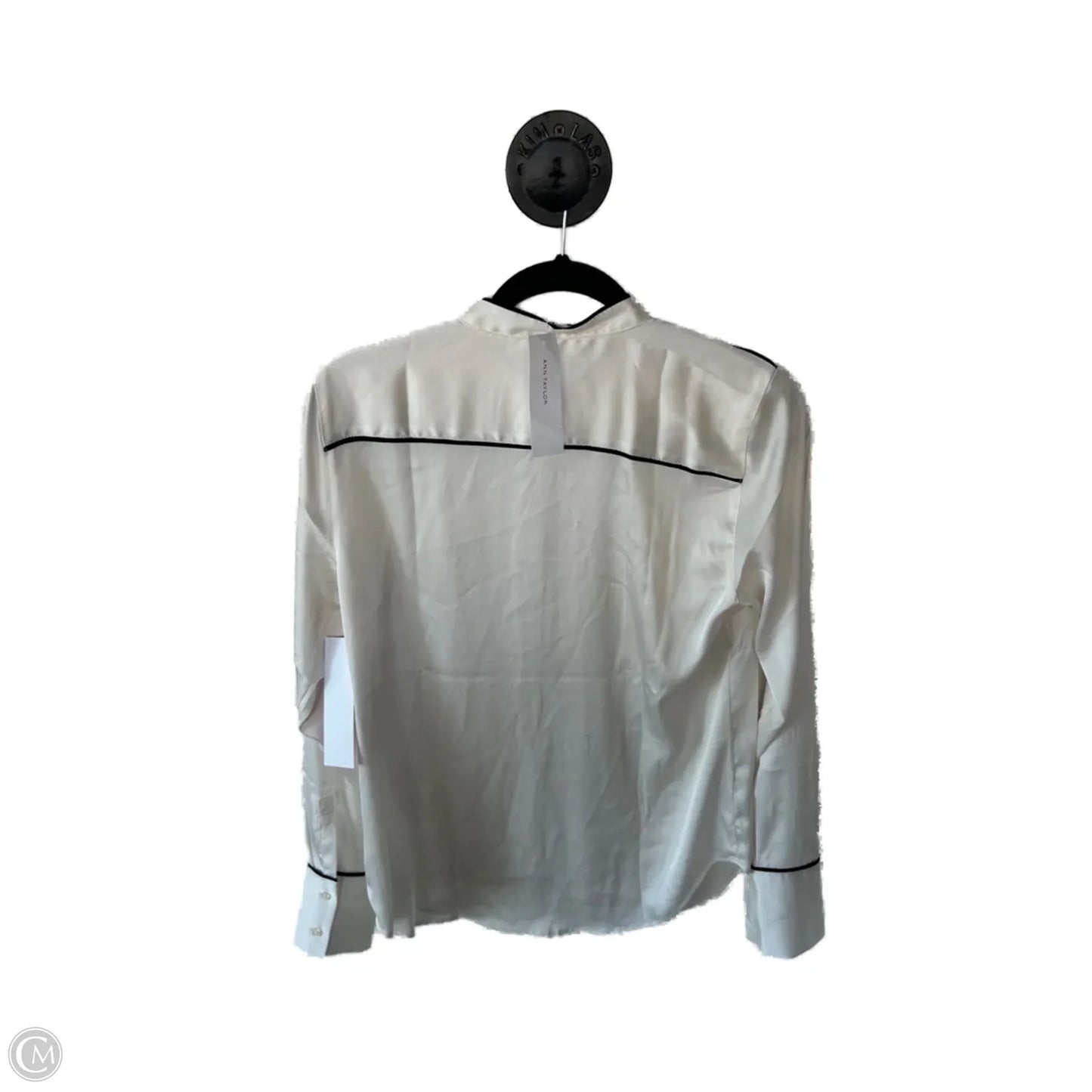 Top Long Sleeve By Ann Taylor In Black & Cream, Size: S