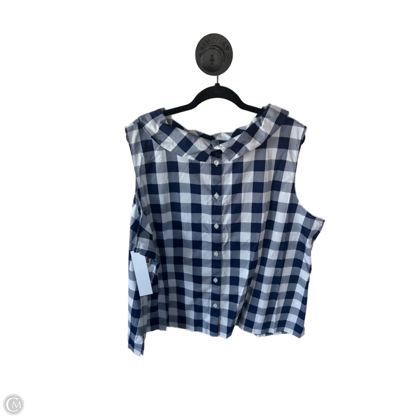 Top Sleeveless By Talbots In Blue & White, Size: 3x