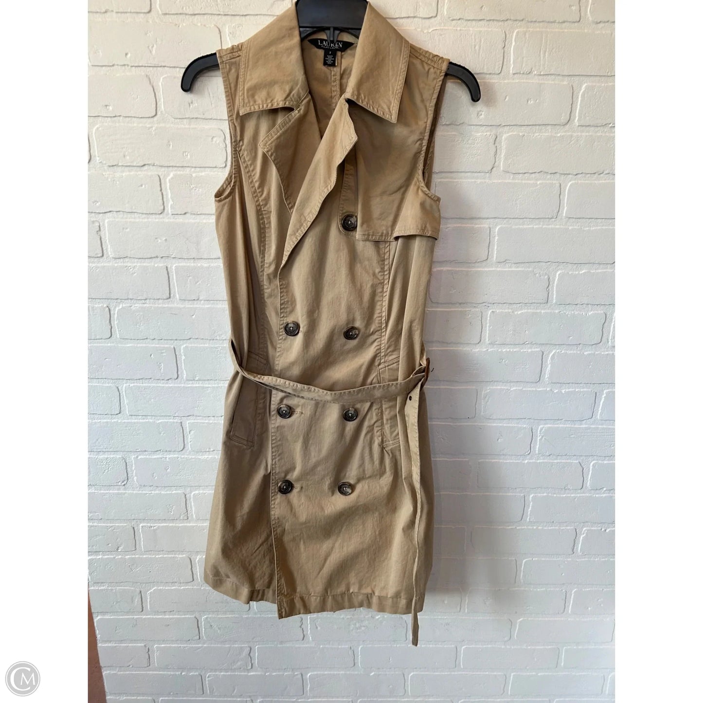 Dress Casual Midi By Lauren By Ralph Lauren In Tan, Size: Xs