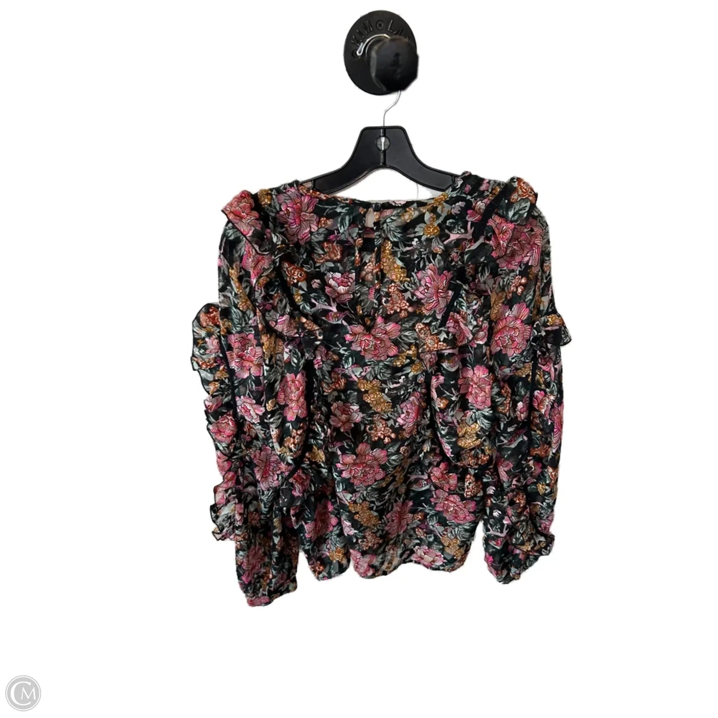 Top Long Sleeve By Top Shop In Black & Green, Size: L
