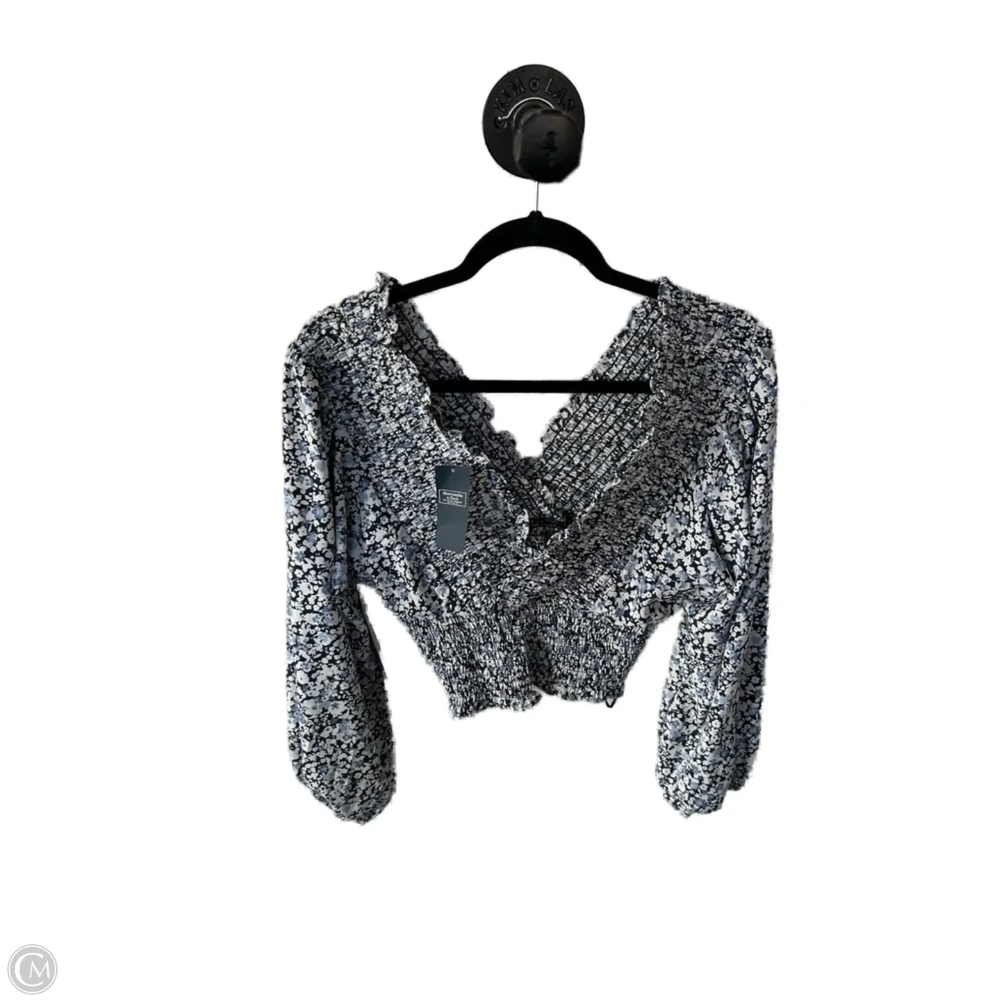 Top Long Sleeve By Abercrombie And Fitch In Blue & White, Size: S