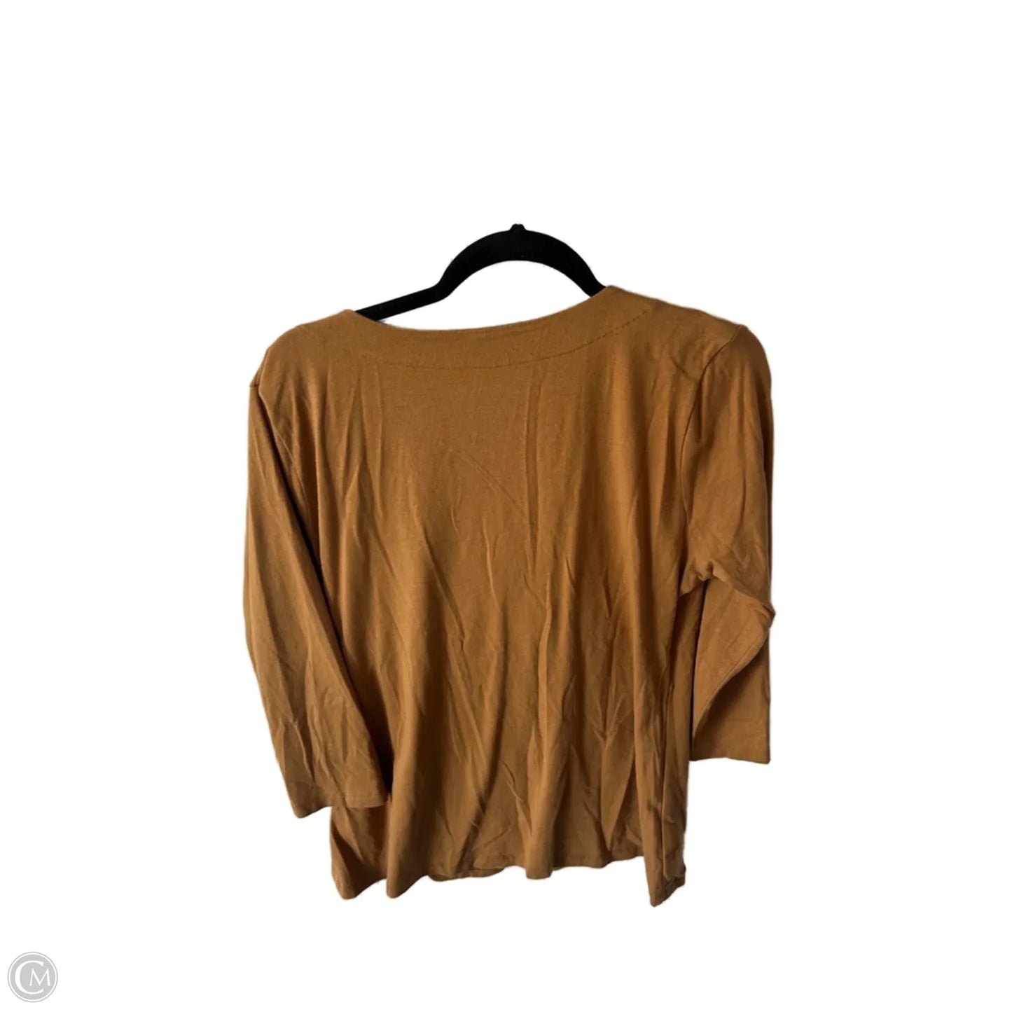 Top 3/4 Sleeve Basic By Soft Surroundings In Tan, Size: L