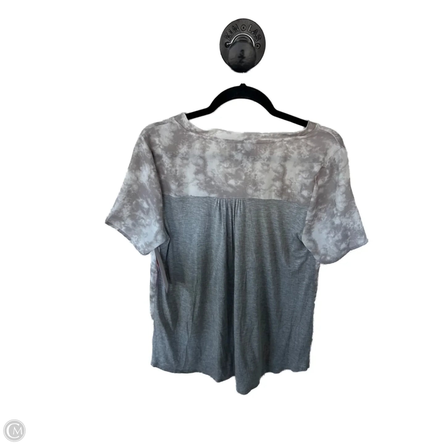 Top Short Sleeve By Bobeau In Grey & White, Size: M