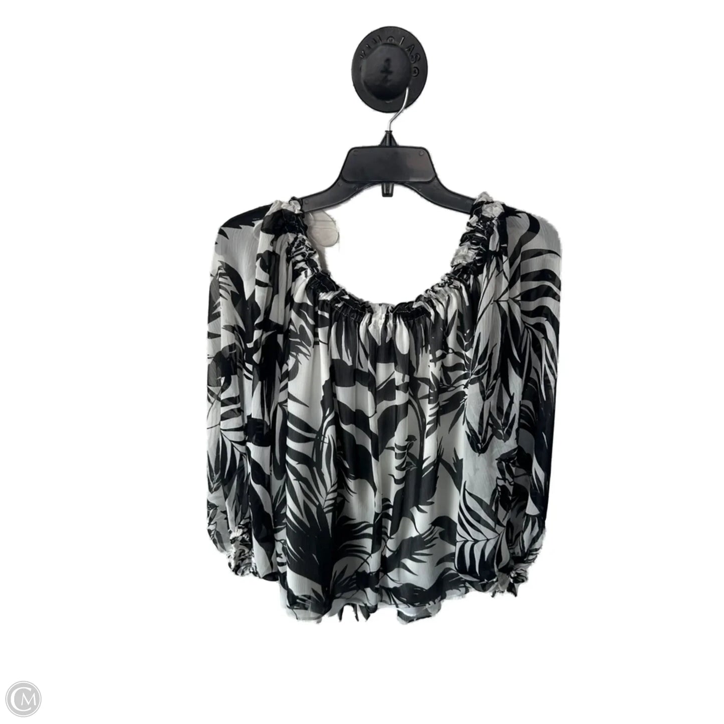 Top Long Sleeve By Inc In Black & Cream, Size: L