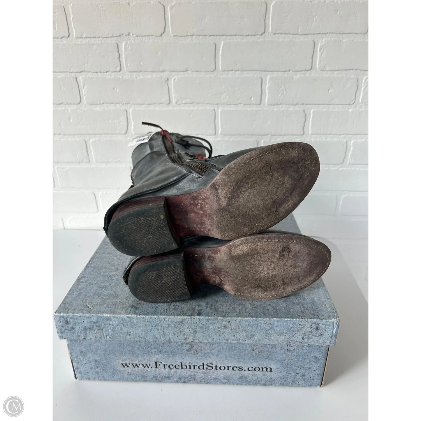 Boots Mid-calf Flats By Freebird In Grey, Size: 8