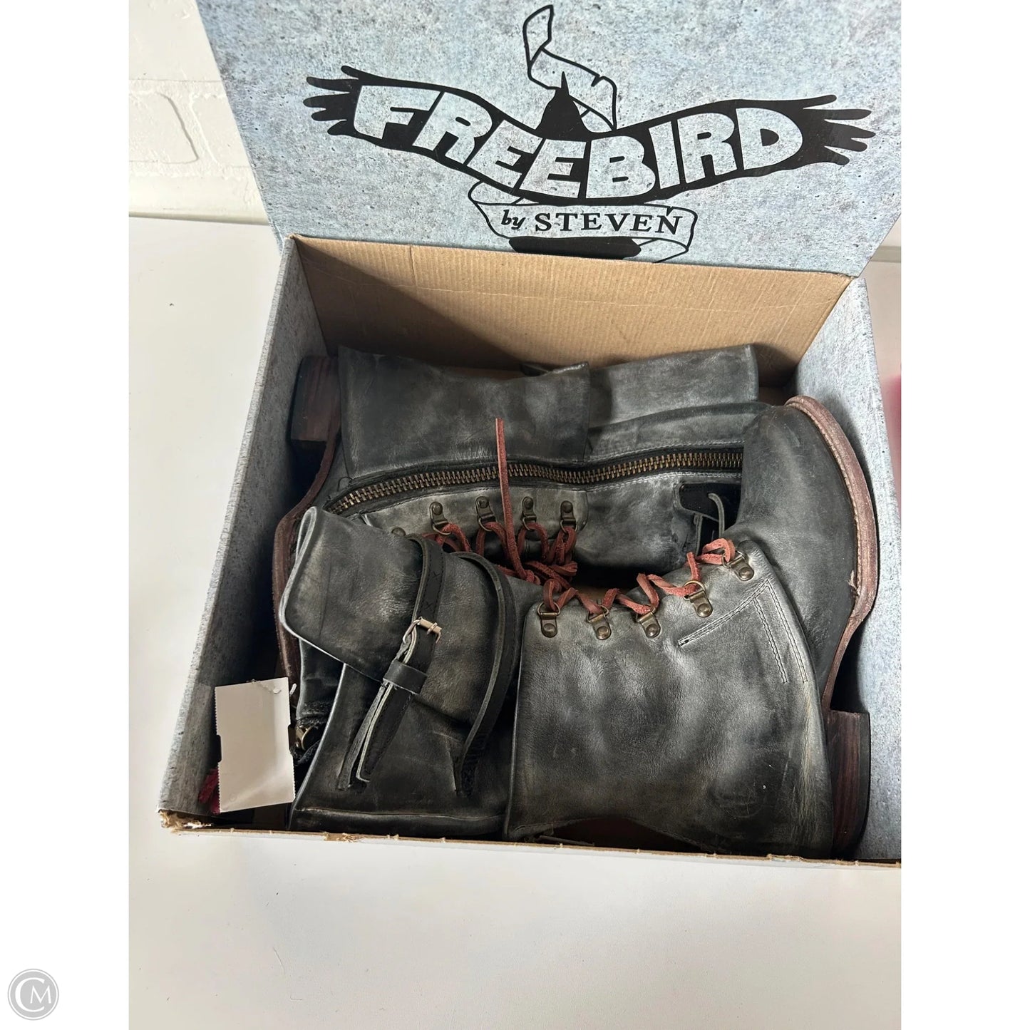 Boots Mid-calf Flats By Freebird In Grey, Size: 8