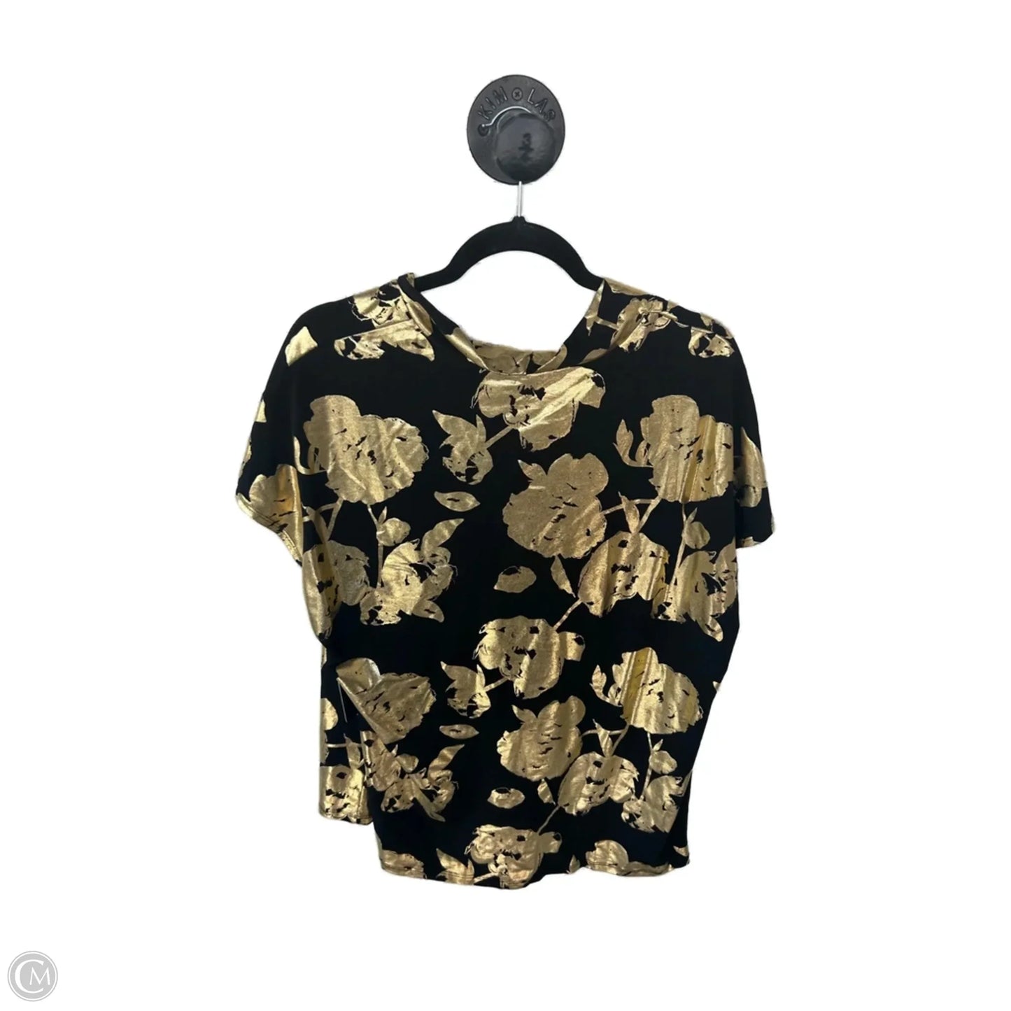 Top Short Sleeve By Rachel Roy In Black & Gold, Size: 1x