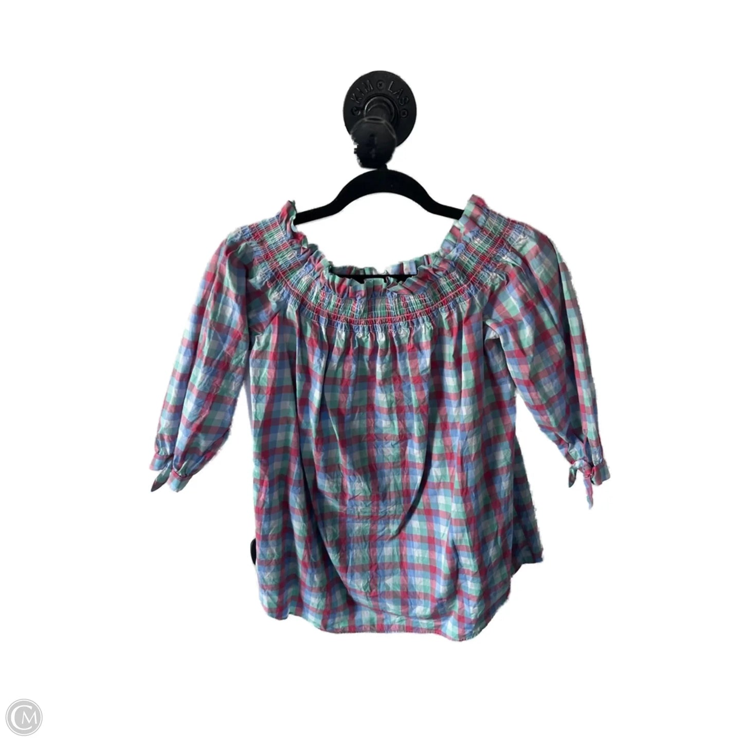 Top 3/4 Sleeve Designer By Kate Spade In Blue & Green, Size: Xs