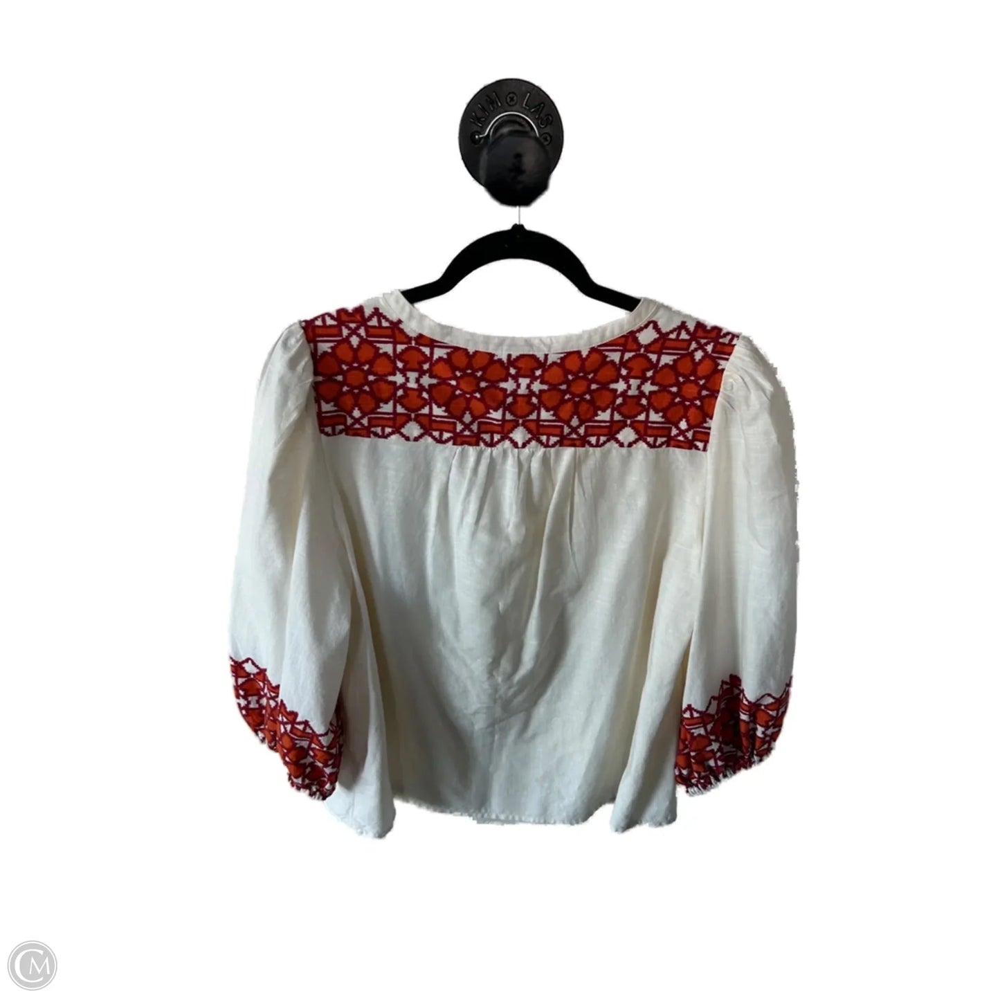 Top 3/4 Sleeve By Knox Rose In Cream & Red, Size: S