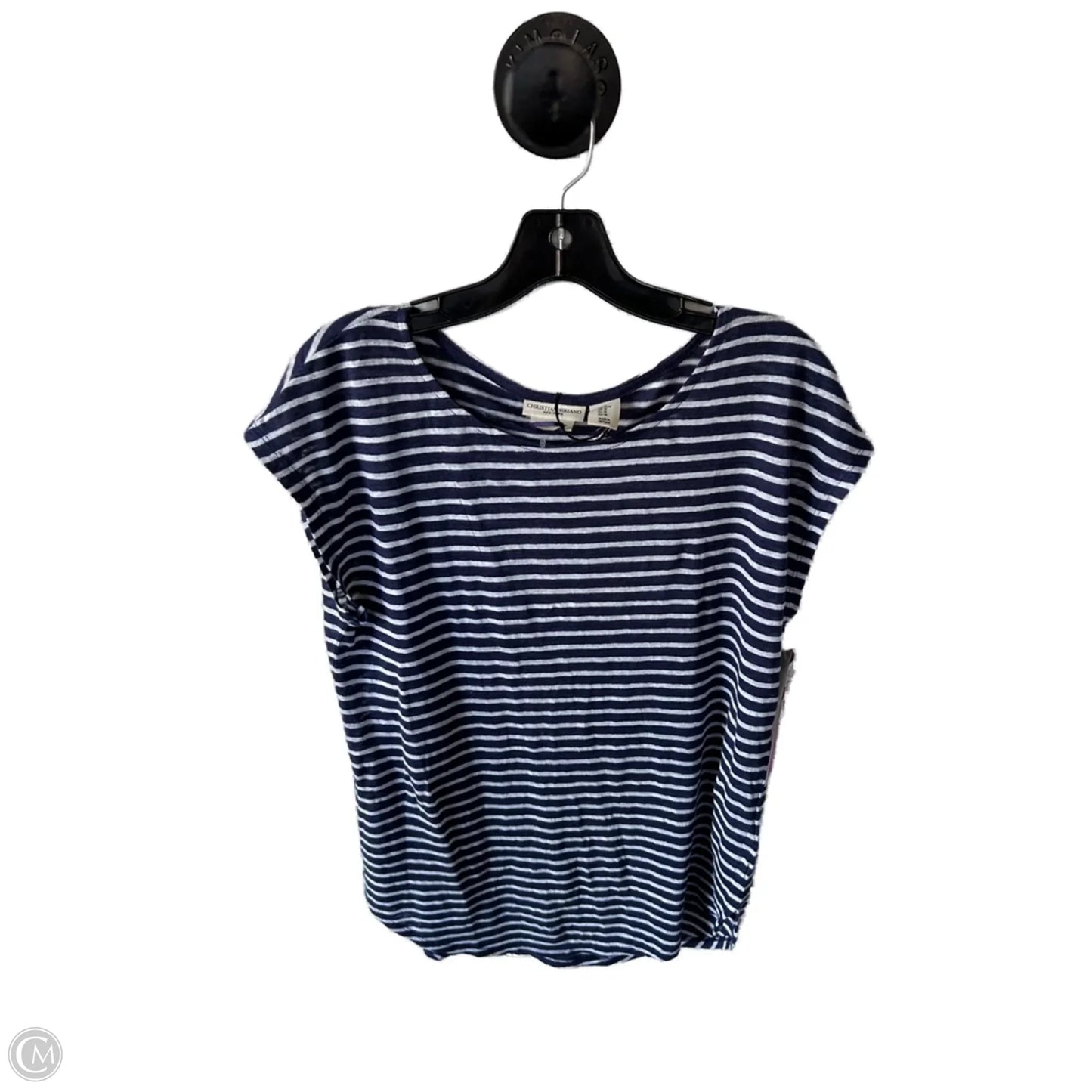 Top Short Sleeve Basic By Christian Siriano In Blue & White, Size: M