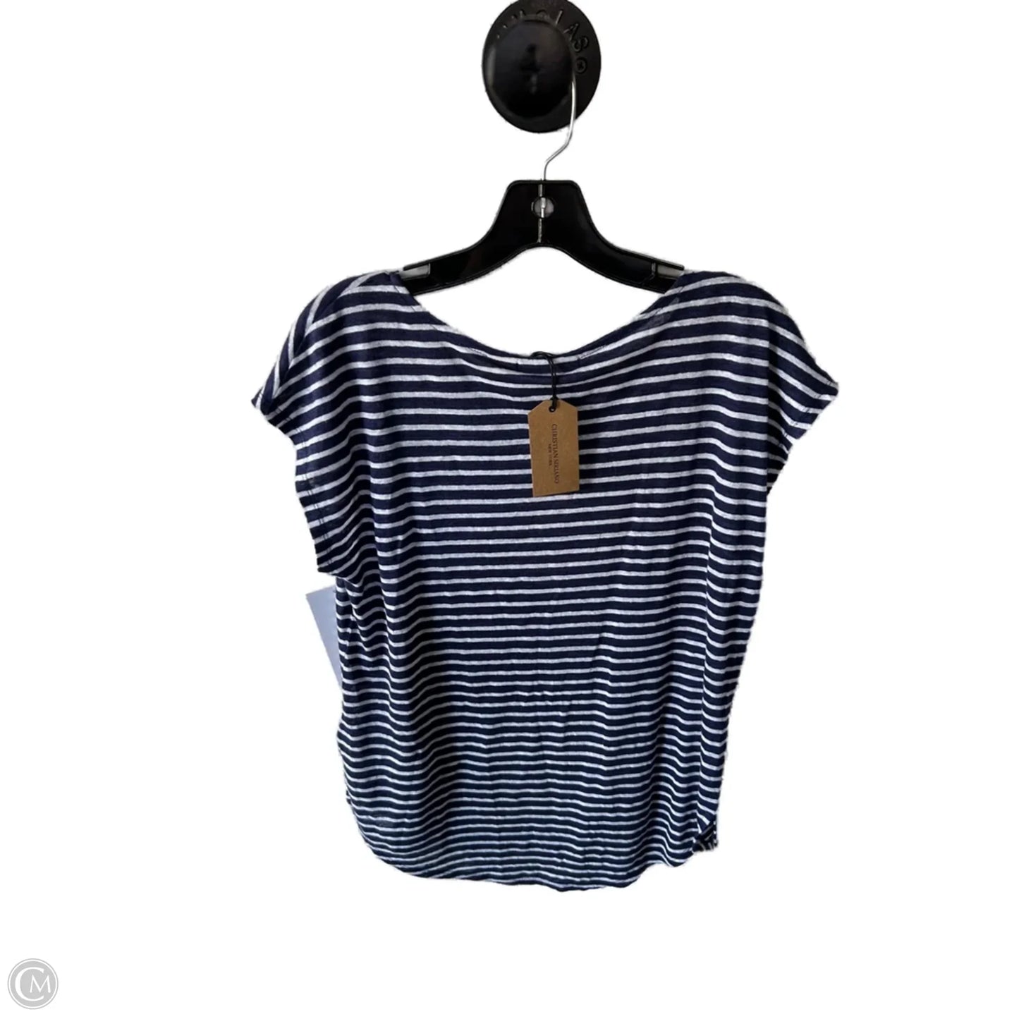 Top Short Sleeve Basic By Christian Siriano In Blue & White, Size: M