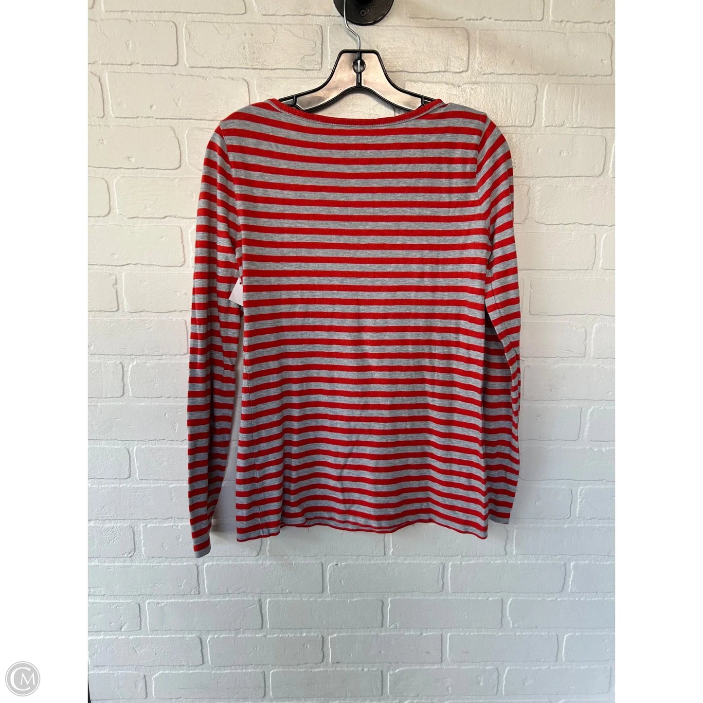 Top Long Sleeve Basic By J. Crew In Grey & Orange, Size: M