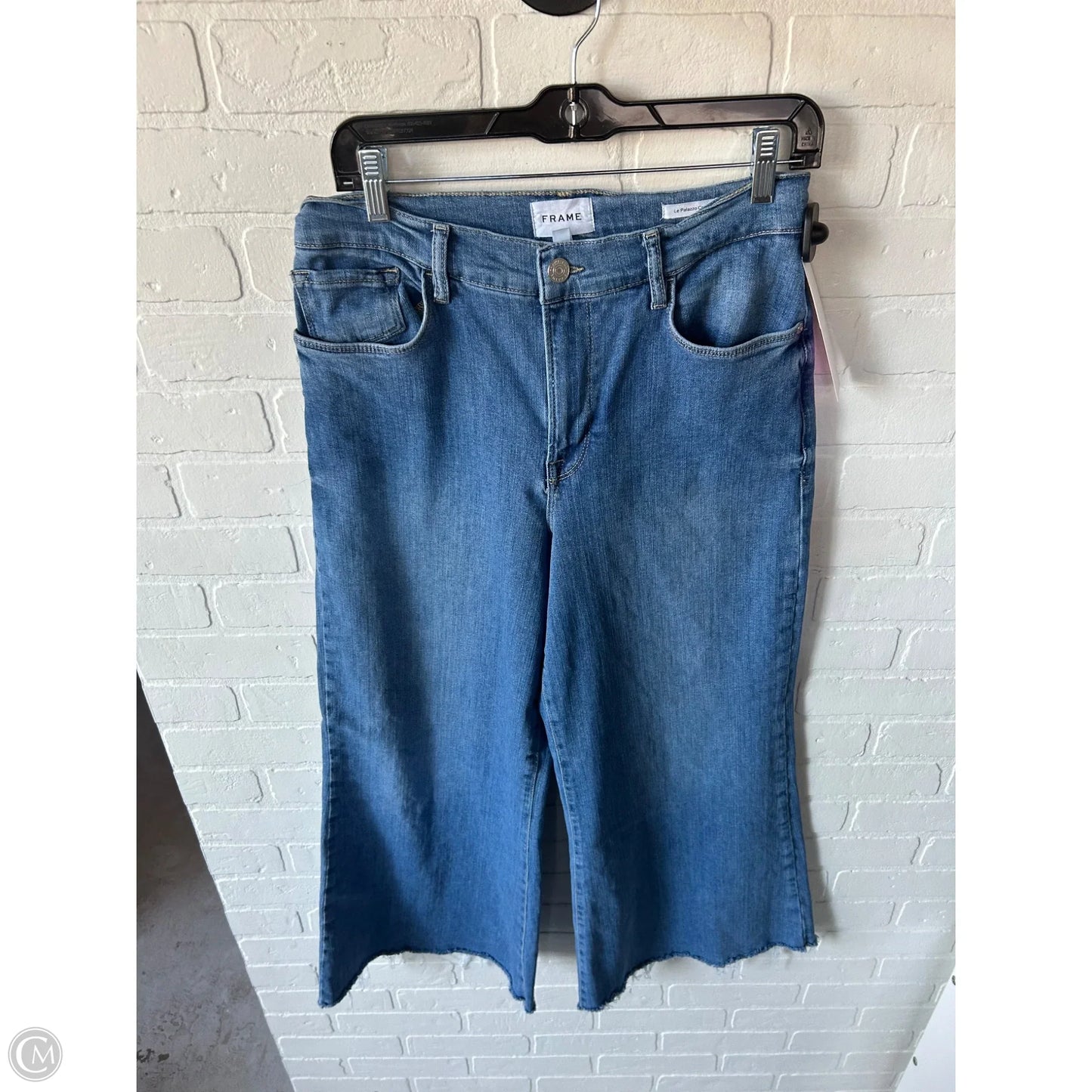 Jeans Cropped By Frame In Blue Denim, Size: 12