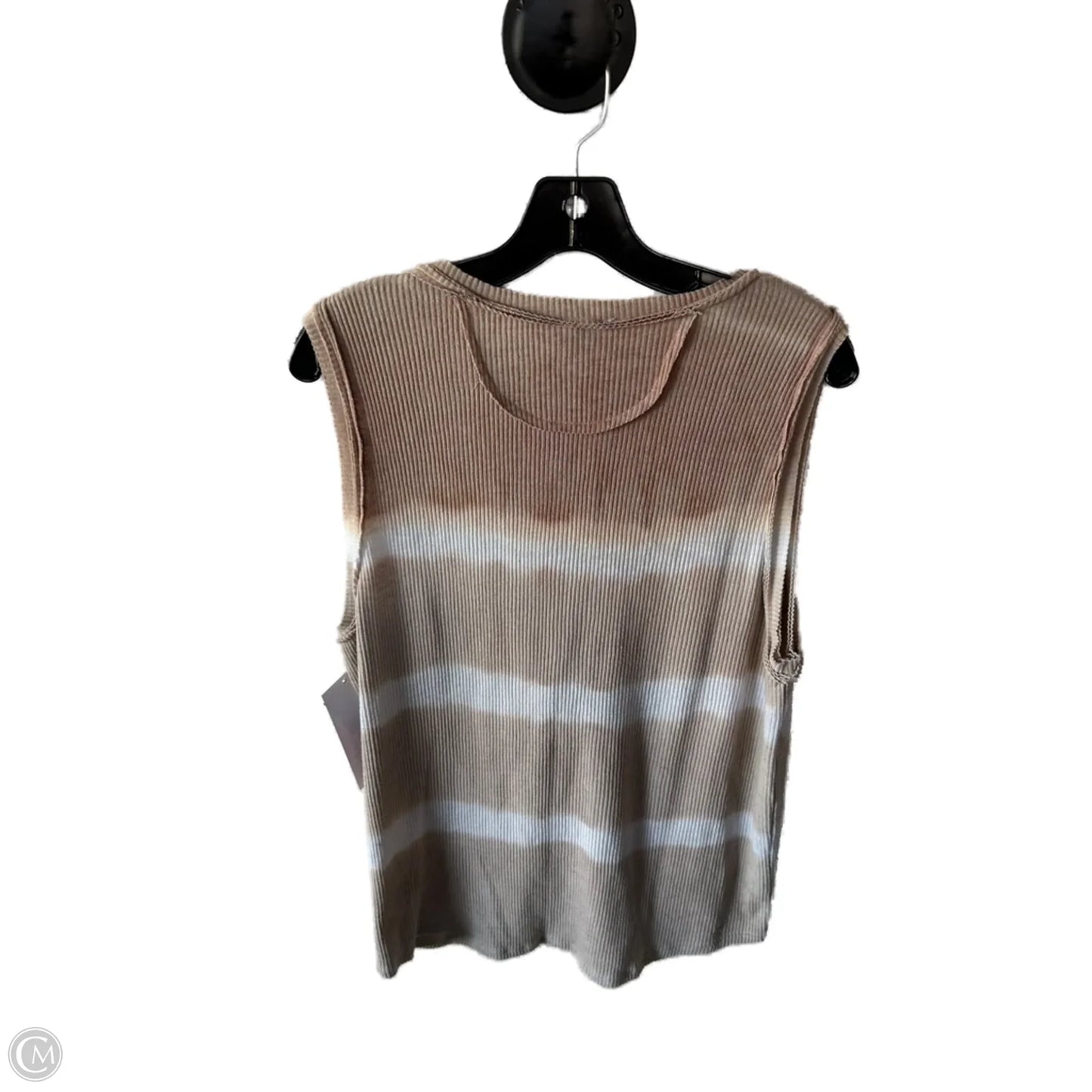 Top Sleeveless Basic By Pol In Tan & White, Size: 2x